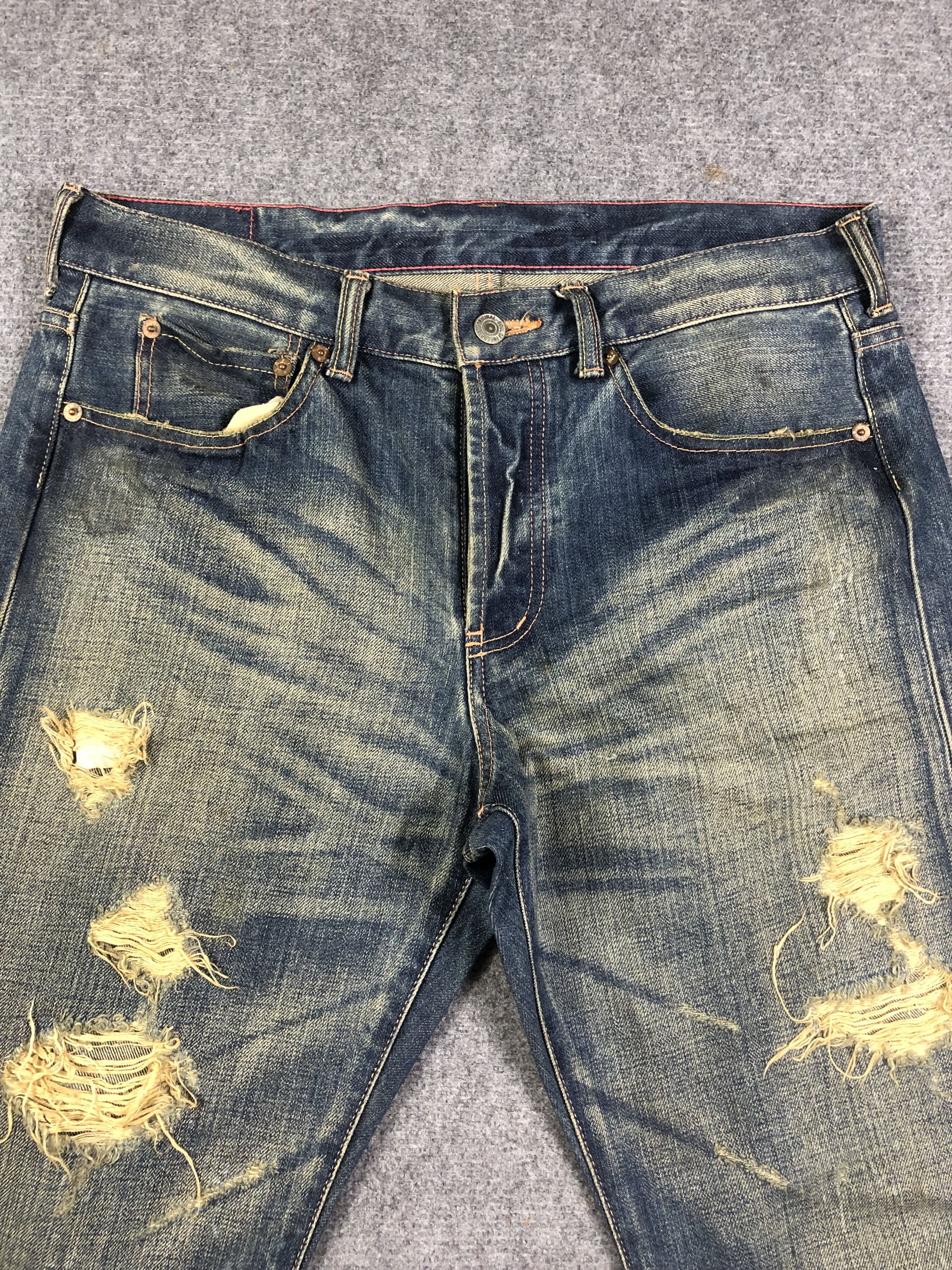 Japanese Brand SOUL OF FREEDOM DISTRESSED WASHED BLUE DENIM 34x32 Size US 34 / EU 50 - 2 Thumbnail