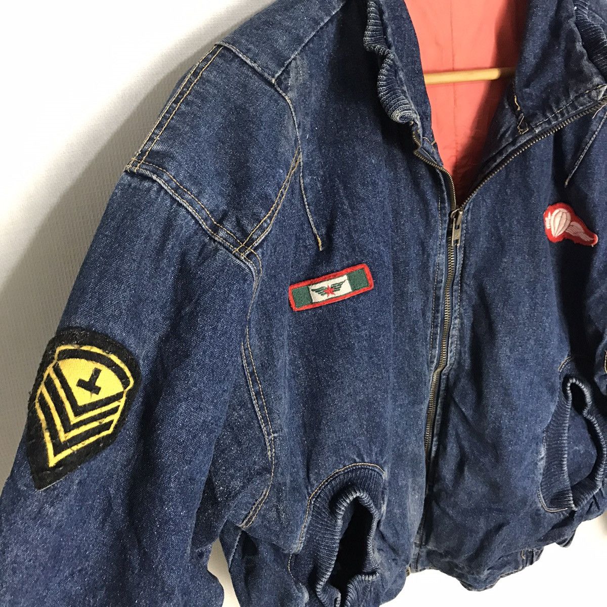 Japanese Brand × Vintage Vintage denim bomber patches jacket Size US L / EU 52-54 / 3 - 6 Thumbnail