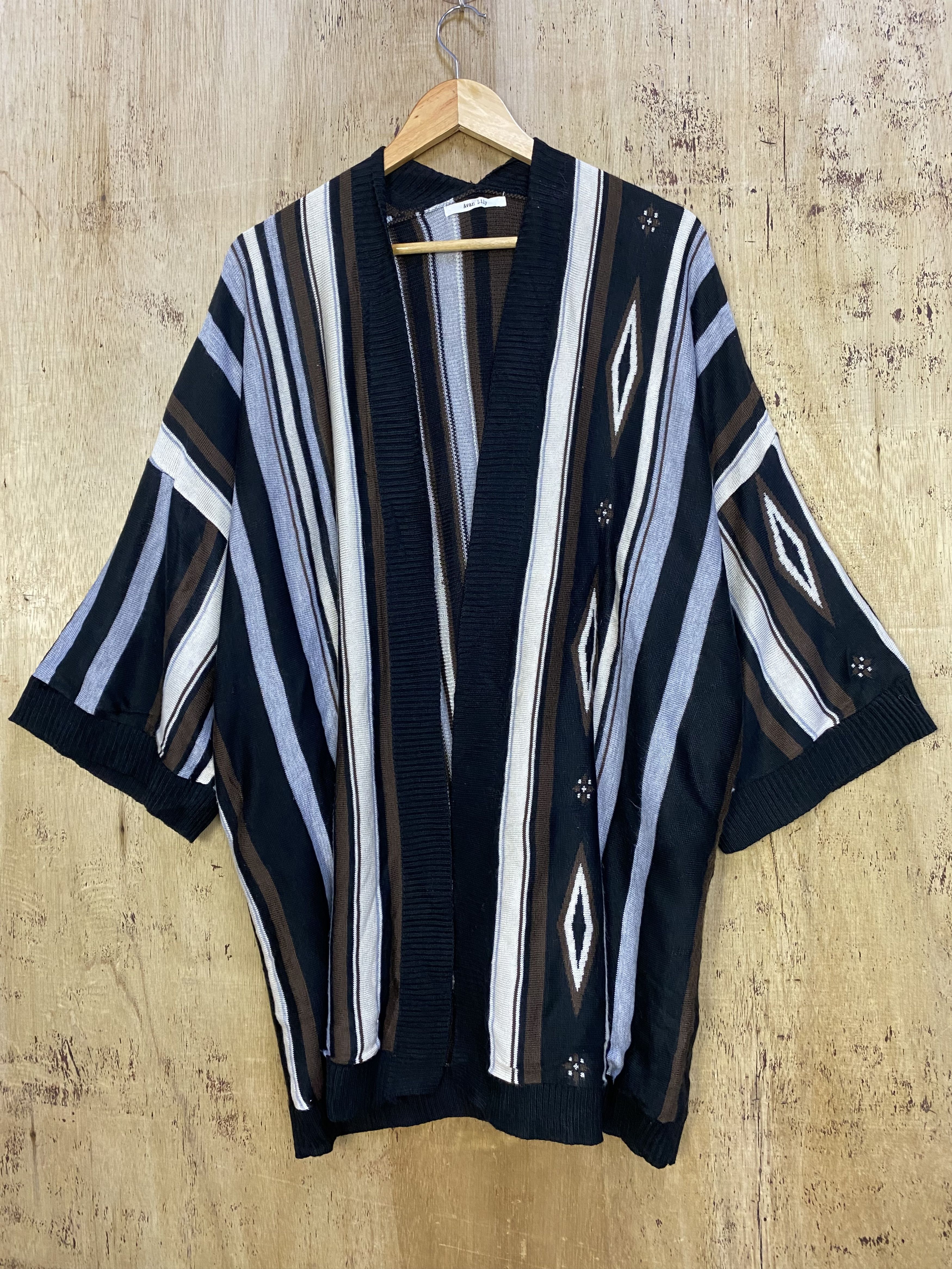 Avan Lily Striped Kimono Open Knit Cardigan #4335