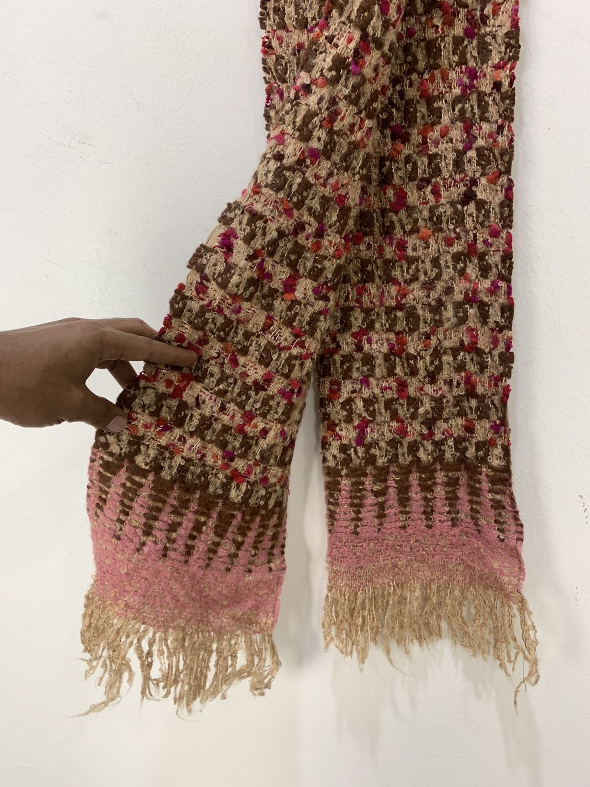 Designer × Japanese Brand MAQUILLAGE Colourway Coogi Aztec Navajo Knit Muffler Scarf Size ONE SIZE - 6 Thumbnail