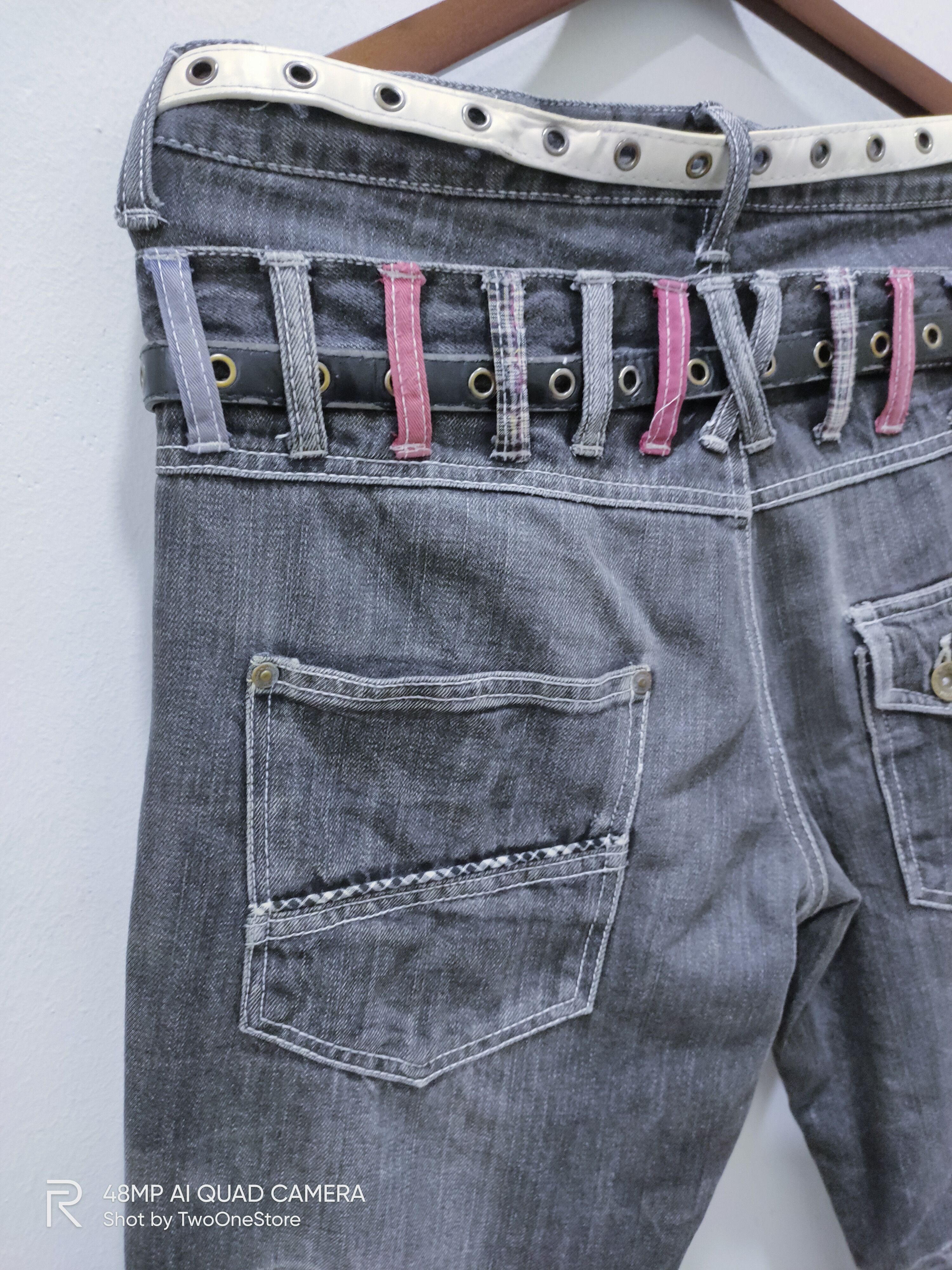 Japanese Brand × Seditionaries DOUBLEFOCUS Patchwork DoubleWaist Punk Style CropPant Jeans Size US 33 - 10 Thumbnail