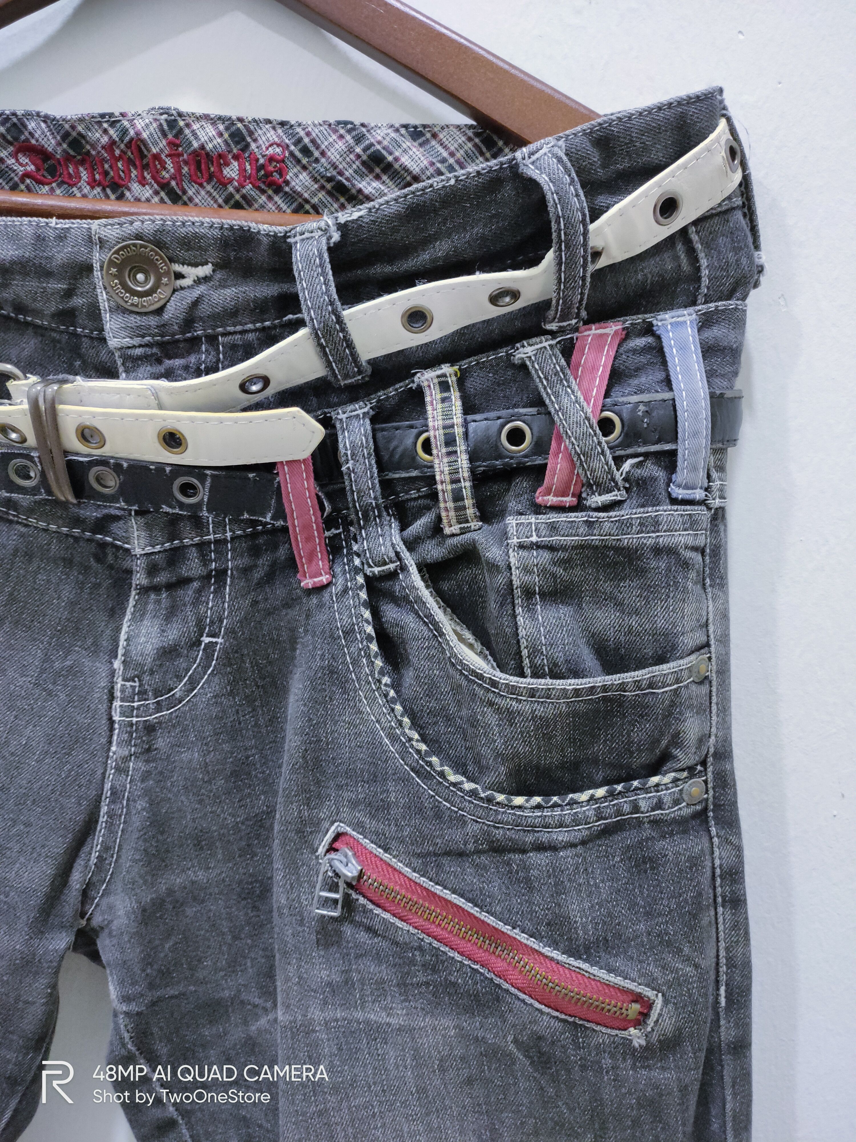 Japanese Brand × Seditionaries DOUBLEFOCUS Patchwork DoubleWaist Punk Style CropPant Jeans Size US 33 - 17 Thumbnail
