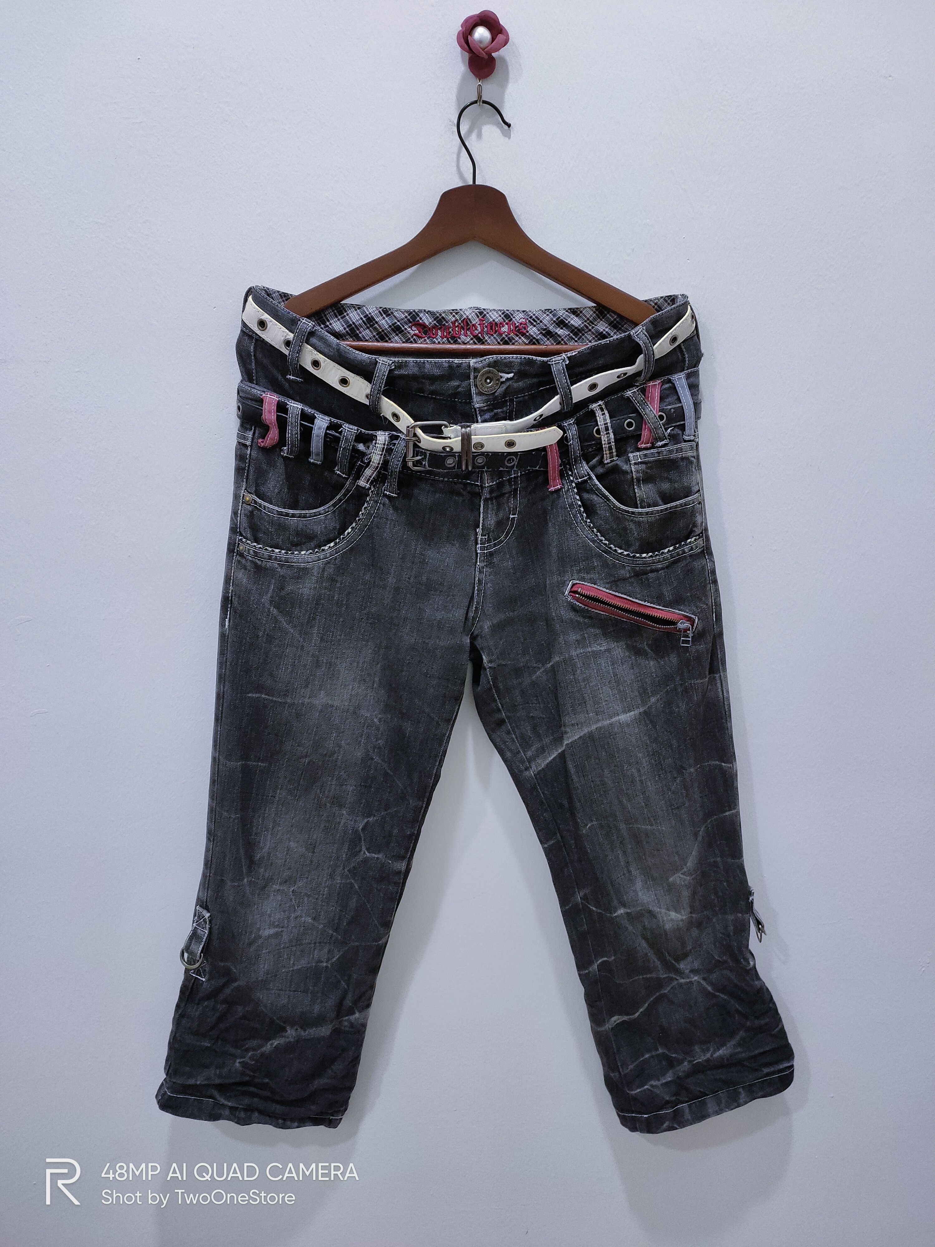 Japanese Brand × Seditionaries DOUBLEFOCUS Patchwork DoubleWaist Punk Style CropPant Jeans Size US 33 - 1 Thumbnail