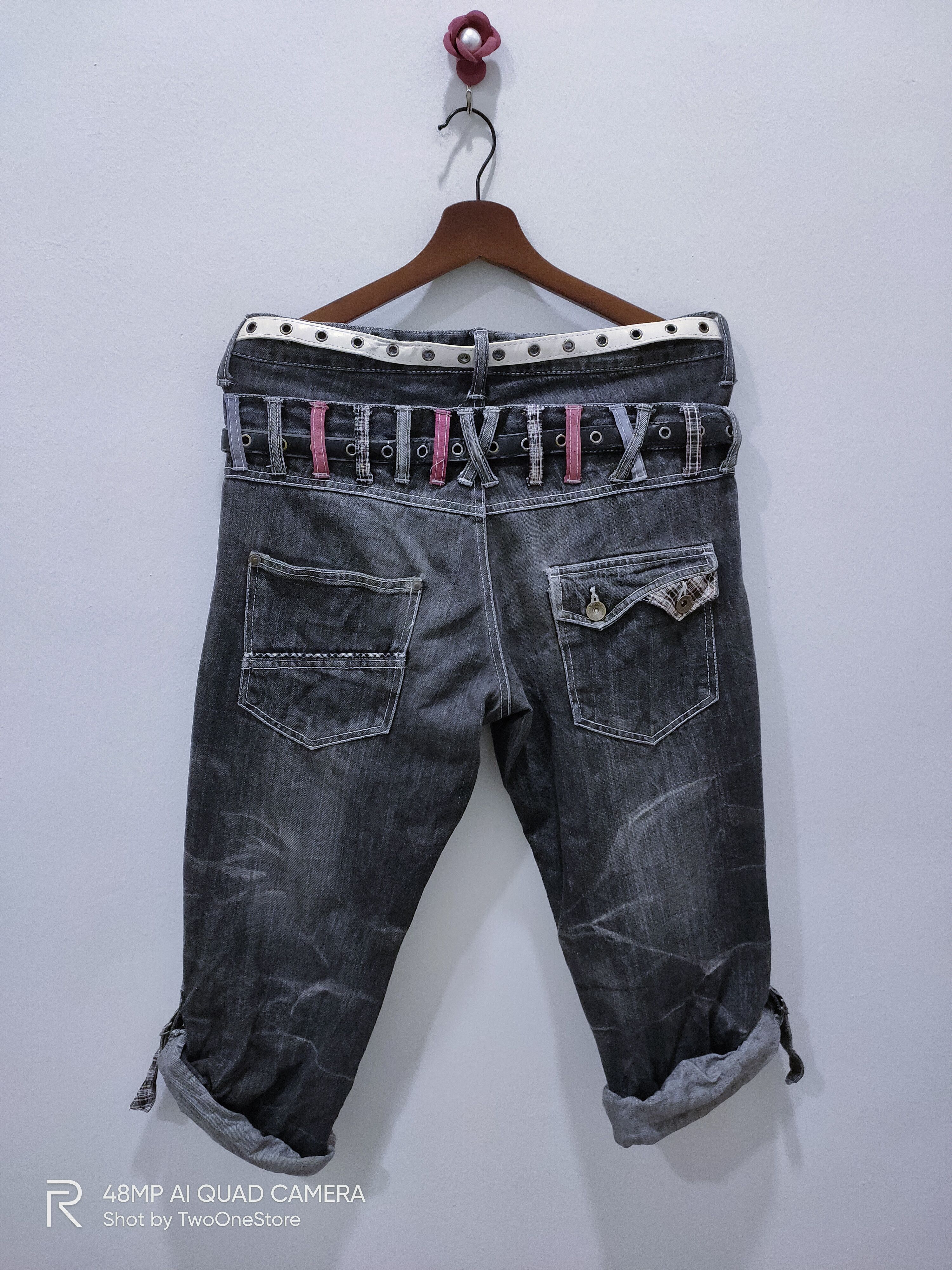 Japanese Brand × Seditionaries DOUBLEFOCUS Patchwork DoubleWaist Punk Style CropPant Jeans Size US 33 - 11 Thumbnail