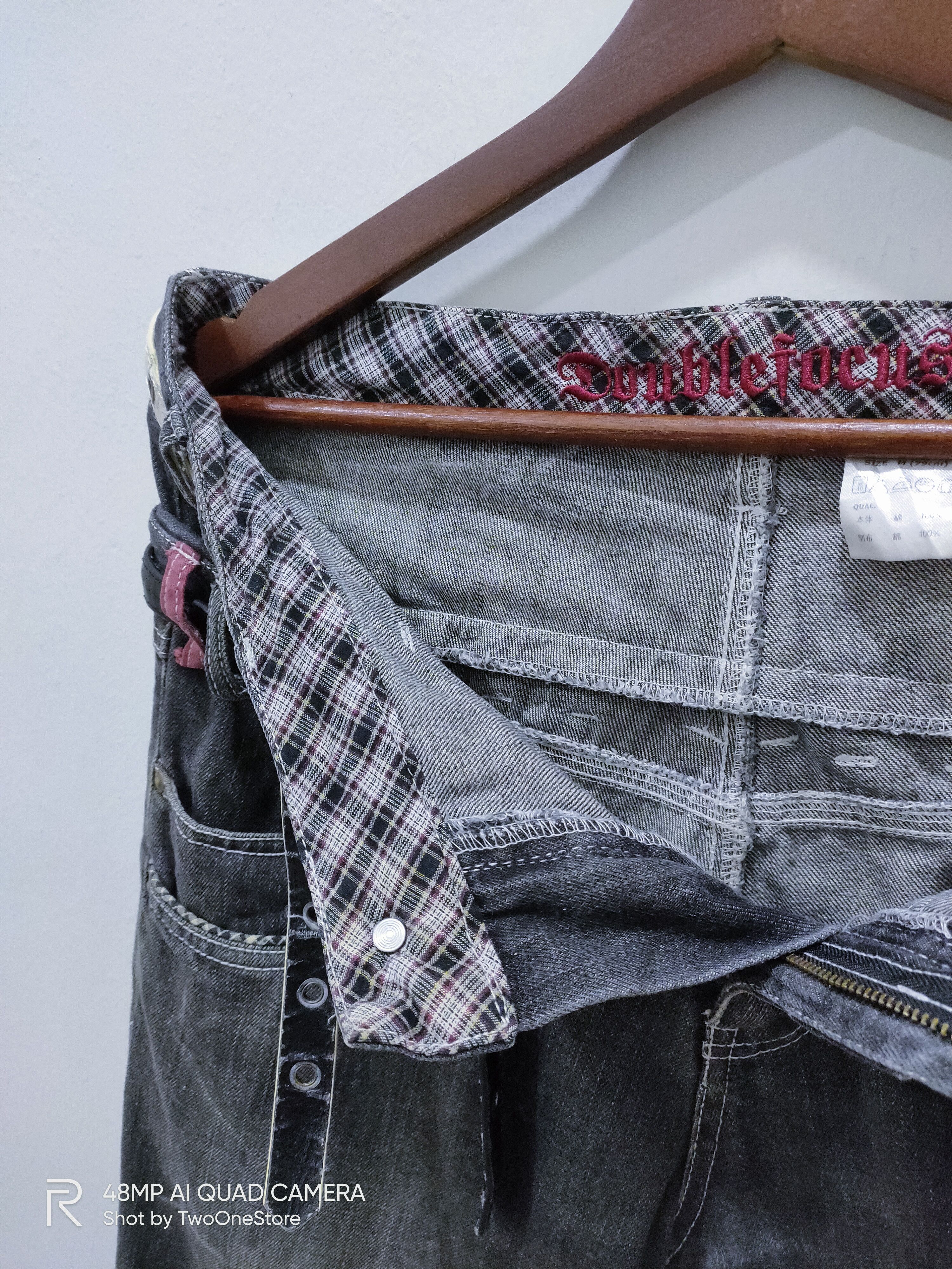 Japanese Brand × Seditionaries DOUBLEFOCUS Patchwork DoubleWaist Punk Style CropPant Jeans Size US 33 - 22 Thumbnail