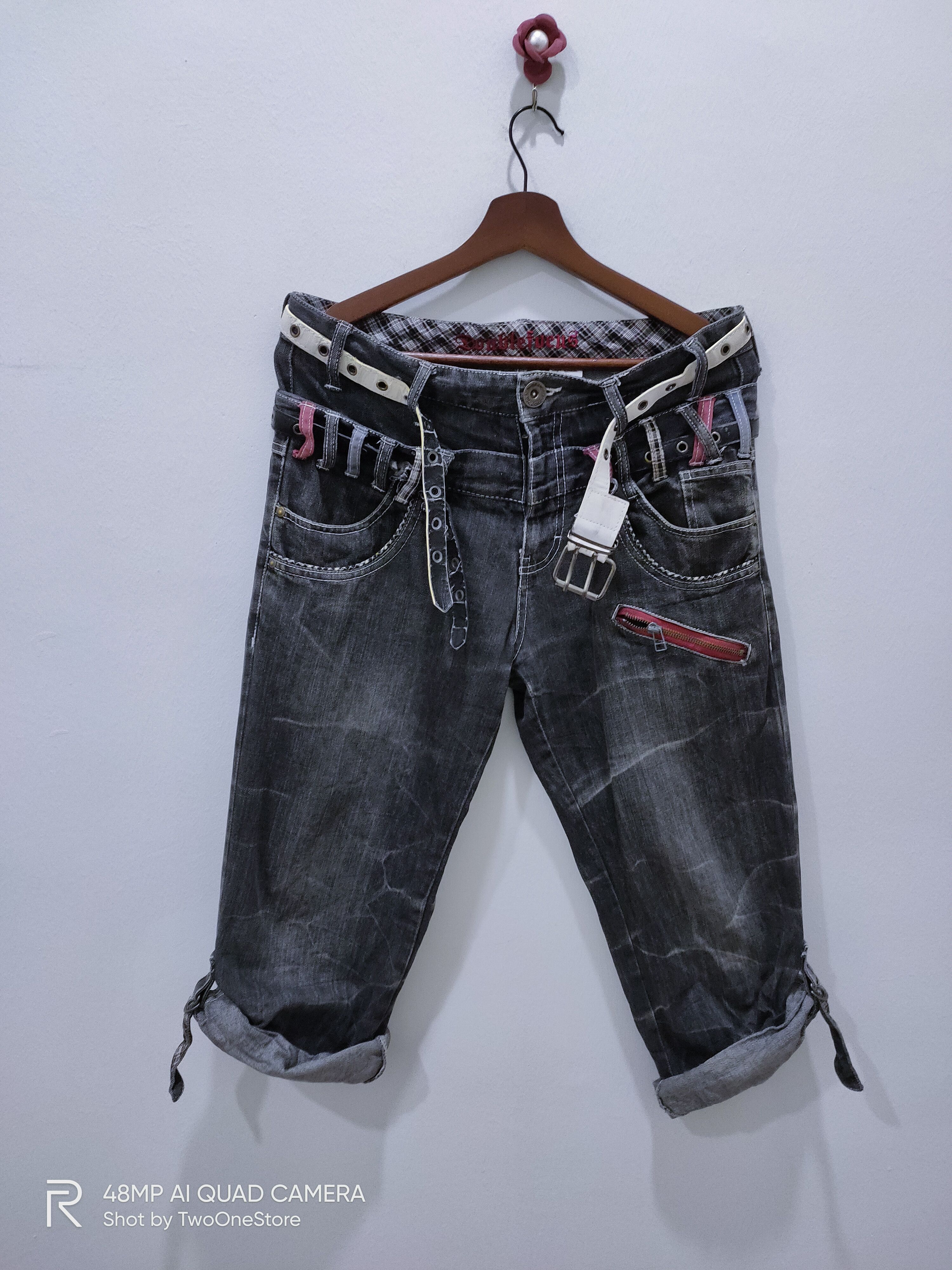 Japanese Brand × Seditionaries DOUBLEFOCUS Patchwork DoubleWaist Punk Style CropPant Jeans Size US 33 - 3 Thumbnail