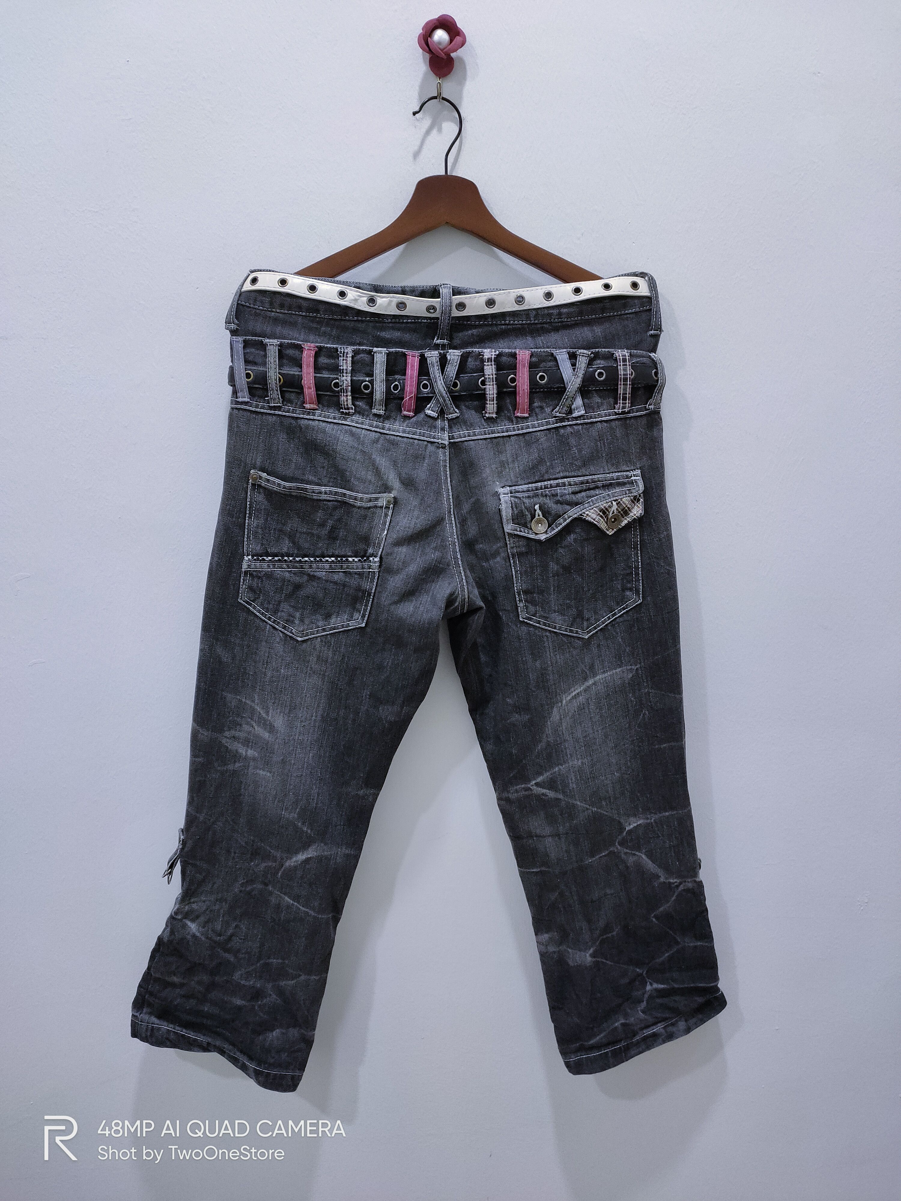 Japanese Brand × Seditionaries DOUBLEFOCUS Patchwork DoubleWaist Punk Style CropPant Jeans Size US 33 - 13 Thumbnail
