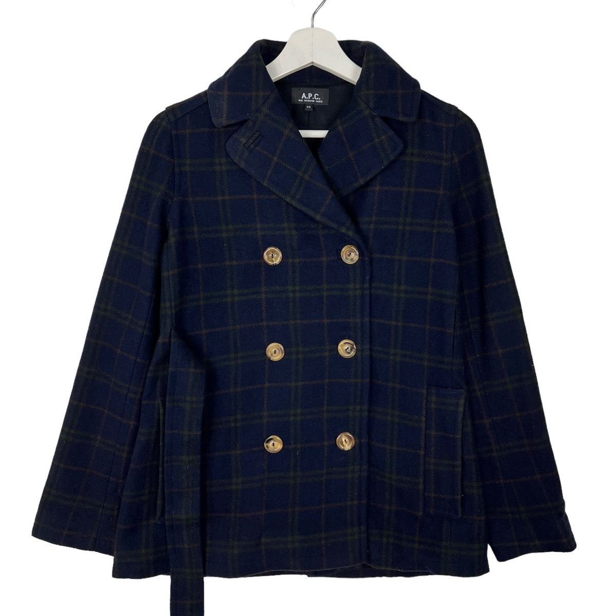 A.P.C. 🔥 APC PLAID WOOL DOUBLE BREAST COAT Size US XS / EU 42 / 0 - 2 Thumbnail