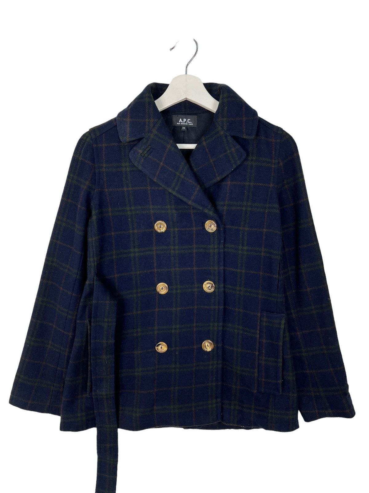 🔥 APC PLAID WOOL DOUBLE BREAST COAT