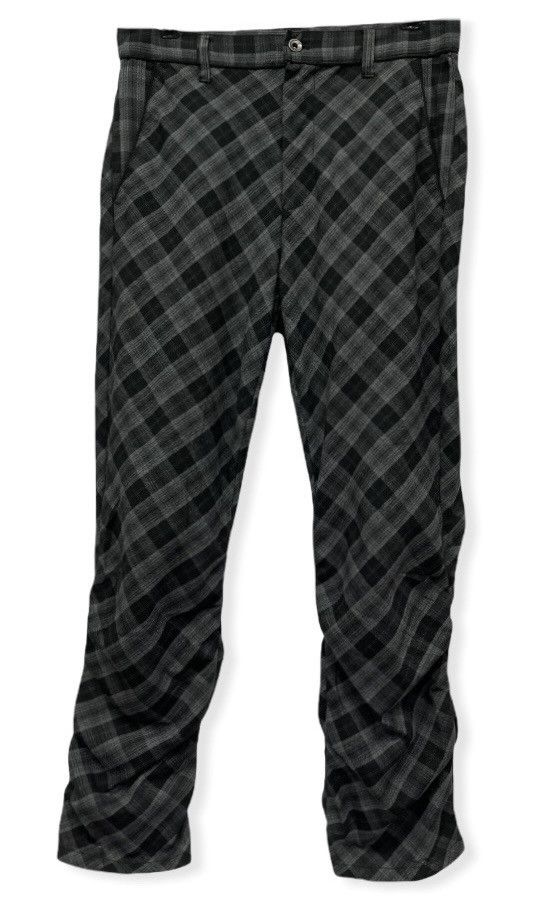 image of Avant Garde x Seditionaries Sorridere Punk Tartan Rayon Polyester Shirring Leg Pants in Black Gray 