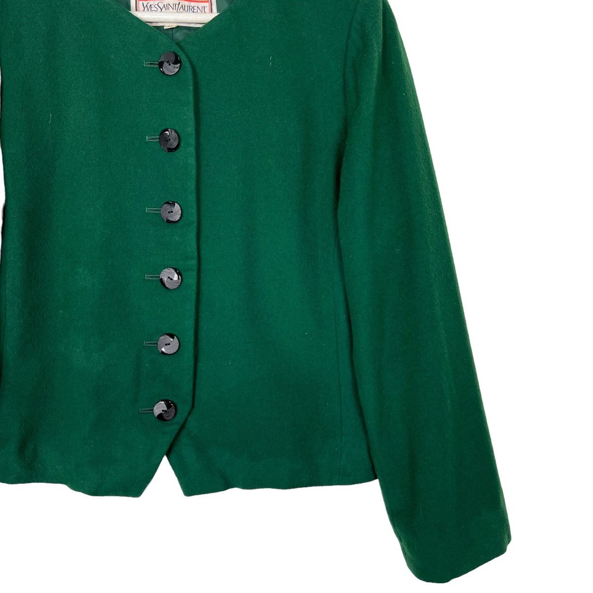 Yves Saint Laurent 🔥 YVES SAINT LAURENT DIFUSION FEMME COLAR LESS CROP BLAZER Size M / US 6-8 / IT 42-44 - 4 Thumbnail