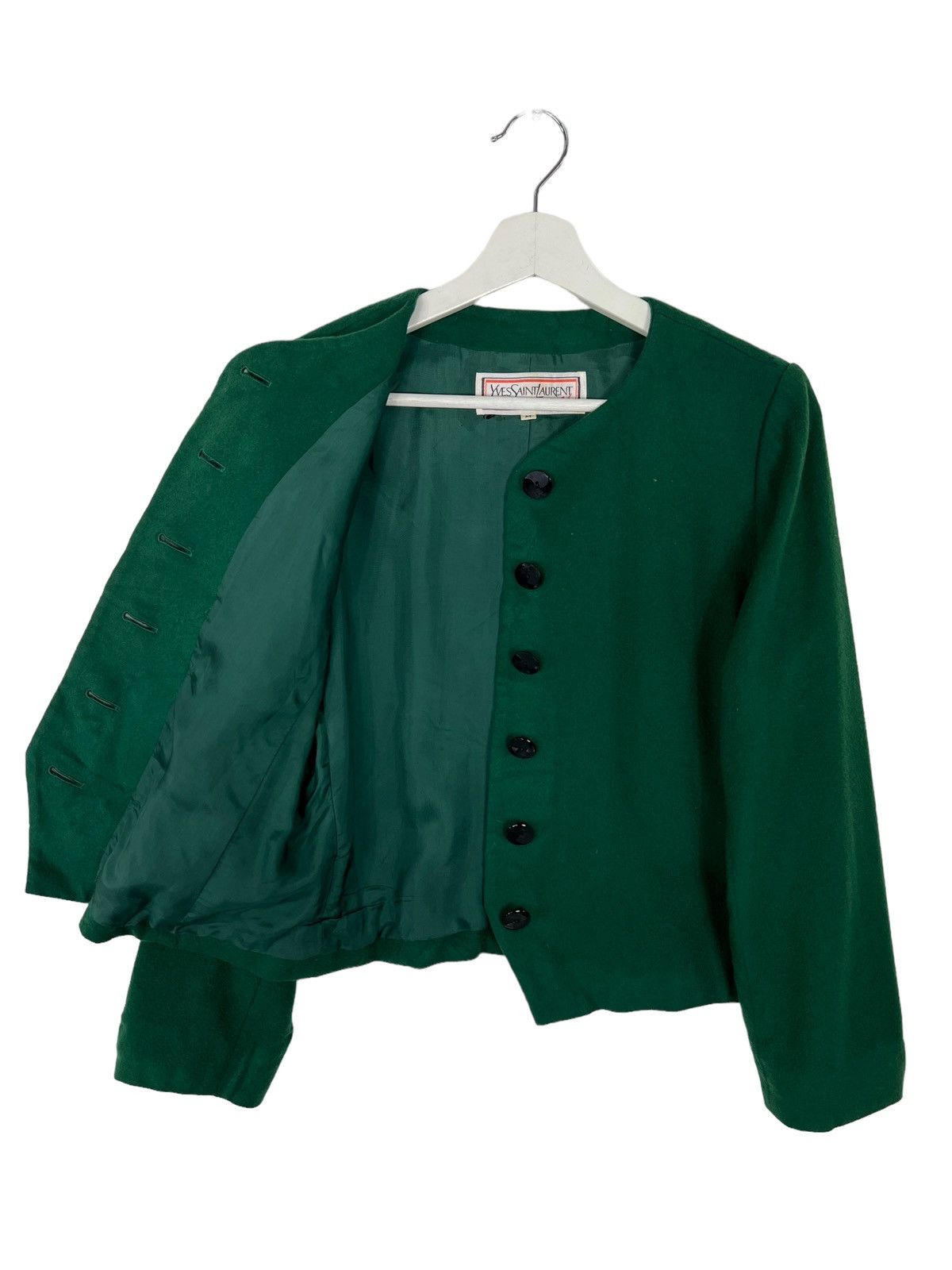 Yves Saint Laurent 🔥 YVES SAINT LAURENT DIFUSION FEMME COLAR LESS CROP BLAZER Size M / US 6-8 / IT 42-44 - 6 Thumbnail