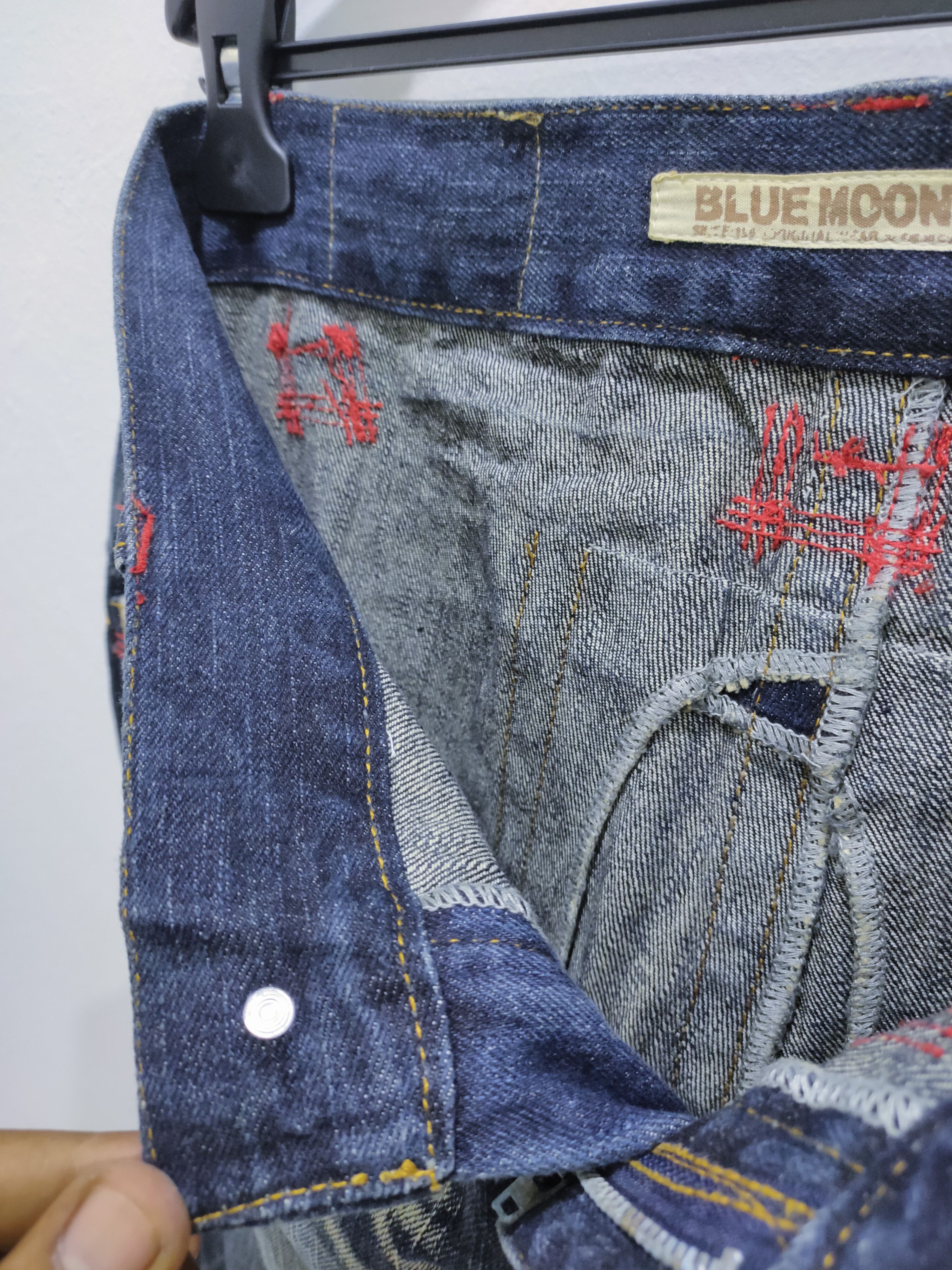 Blue Blue Japan × Two Moon BLUE MOON BLUE Handcrafted Stone Wash BigLogo Graphic Jeans Size US 32 / EU 48 - 20 Thumbnail