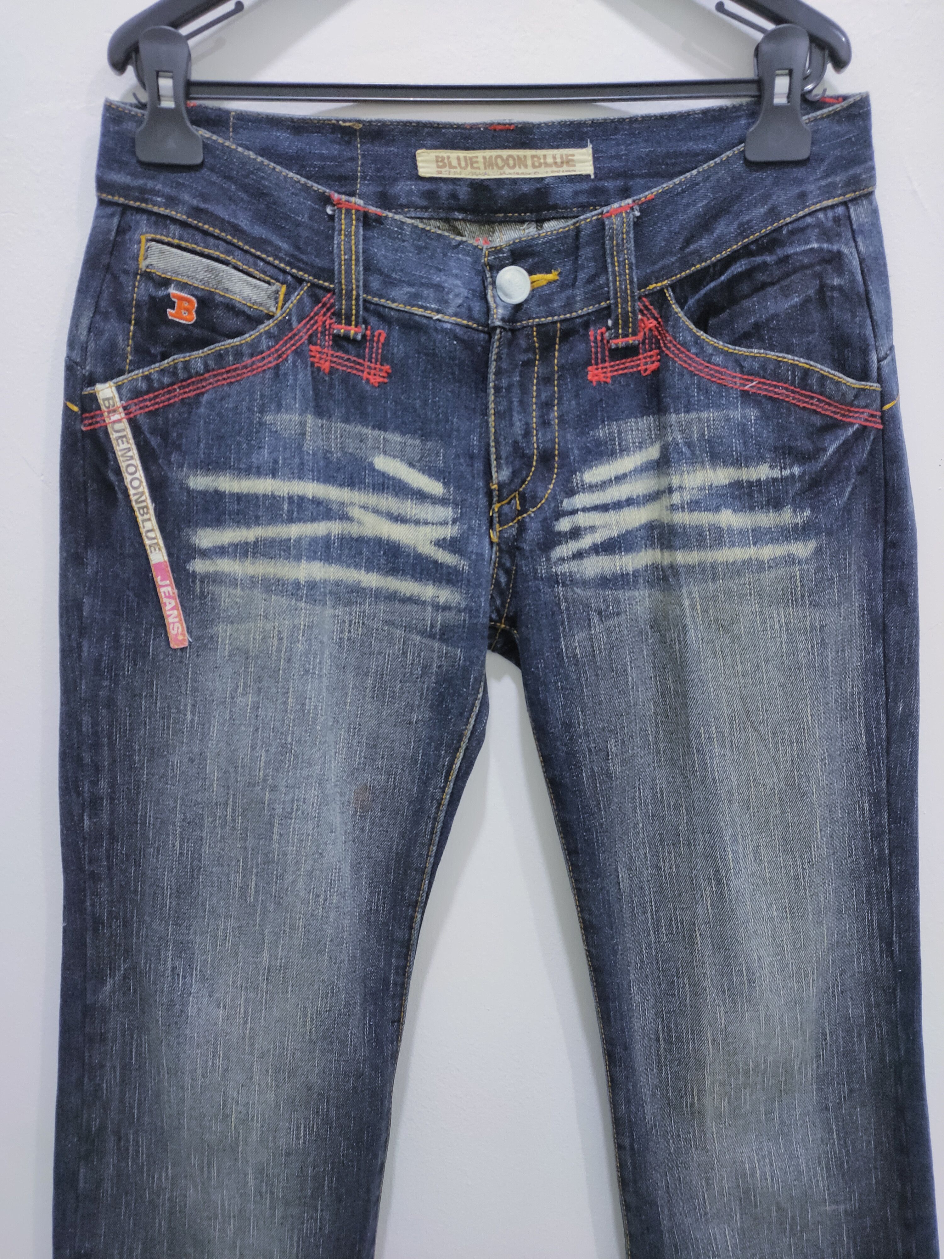 Blue Blue Japan × Two Moon BLUE MOON BLUE Handcrafted Stone Wash BigLogo Graphic Jeans Size US 32 / EU 48 - 4 Thumbnail