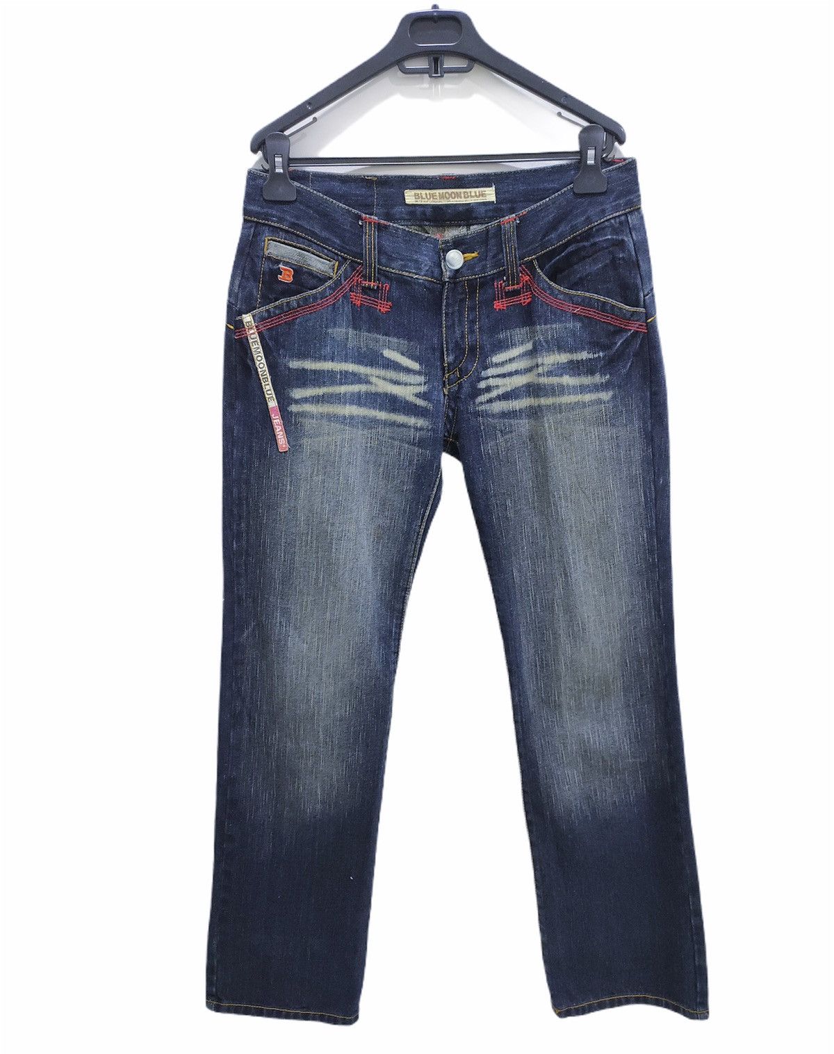 Blue Blue Japan × Two Moon BLUE MOON BLUE Handcrafted Stone Wash BigLogo Graphic Jeans Size US 32 / EU 48 - 1 Thumbnail