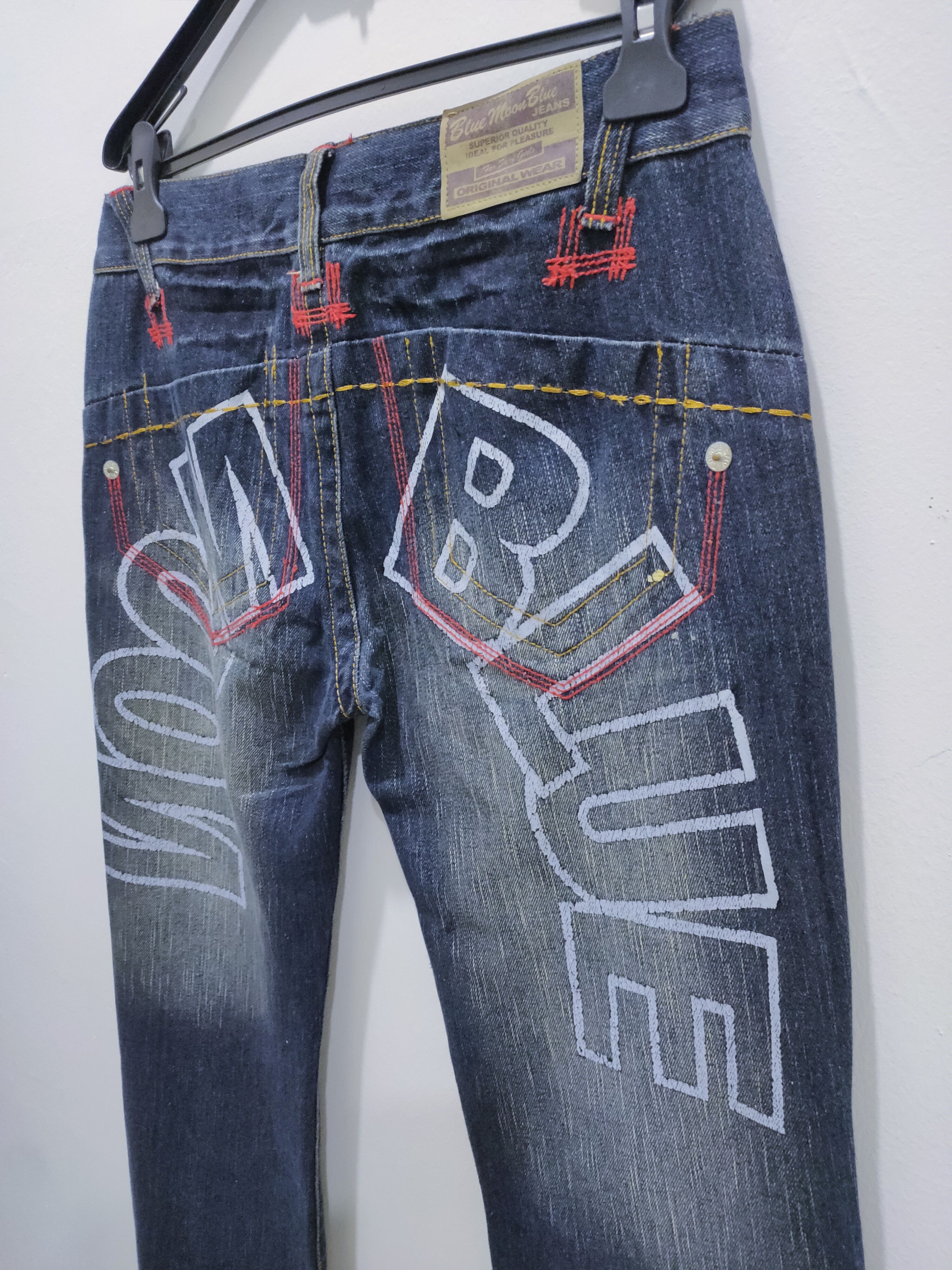 Blue Blue Japan × Two Moon BLUE MOON BLUE Handcrafted Stone Wash BigLogo Graphic Jeans Size US 32 / EU 48 - 17 Thumbnail
