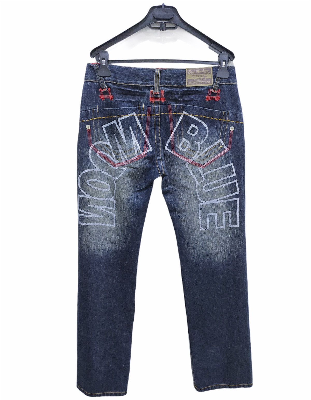 Blue Blue Japan × Two Moon BLUE MOON BLUE Handcrafted Stone Wash BigLogo Graphic Jeans Size US 32 / EU 48 - 2 Thumbnail