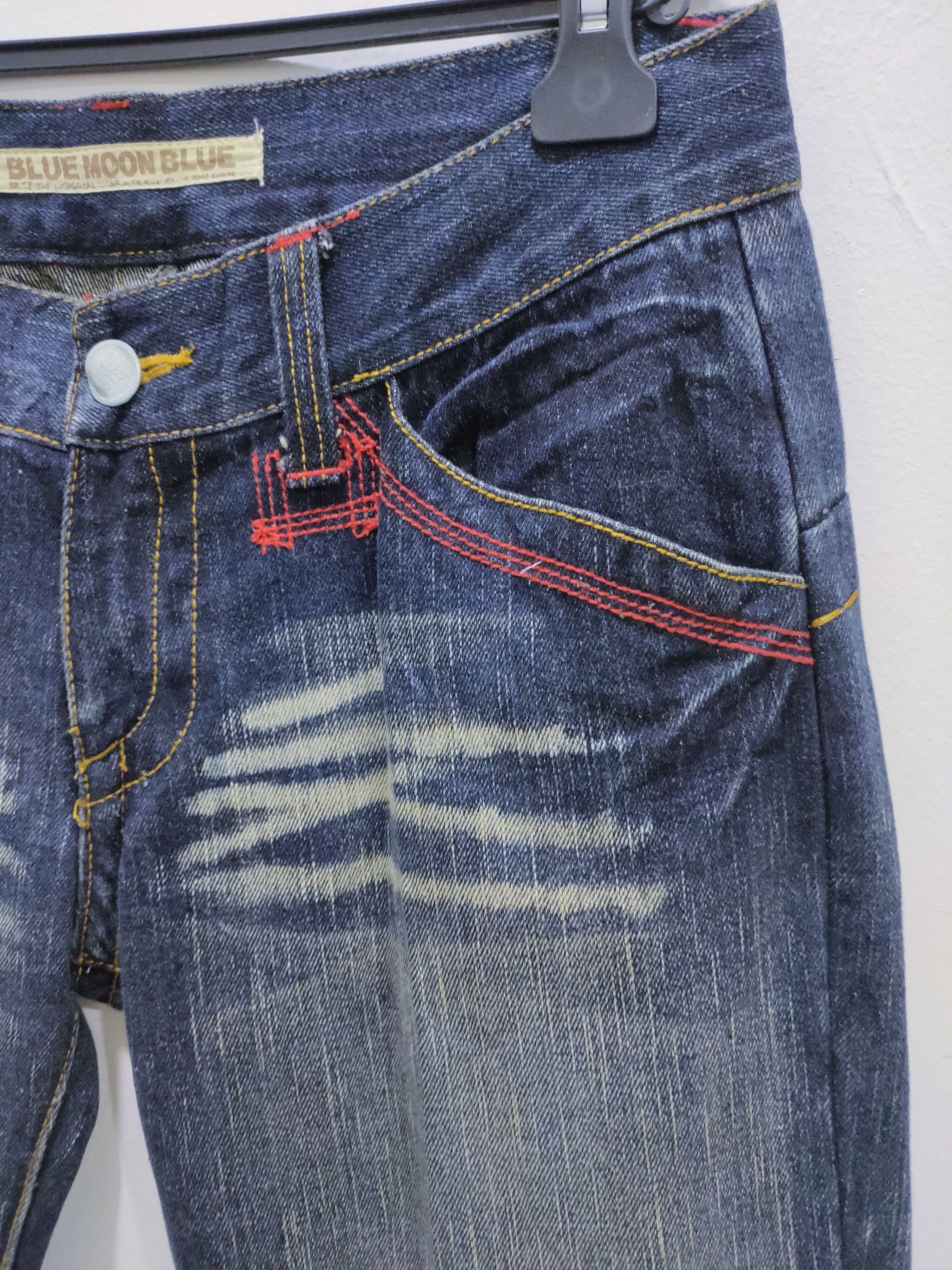 Blue Blue Japan × Two Moon BLUE MOON BLUE Handcrafted Stone Wash BigLogo Graphic Jeans Size US 32 / EU 48 - 9 Thumbnail