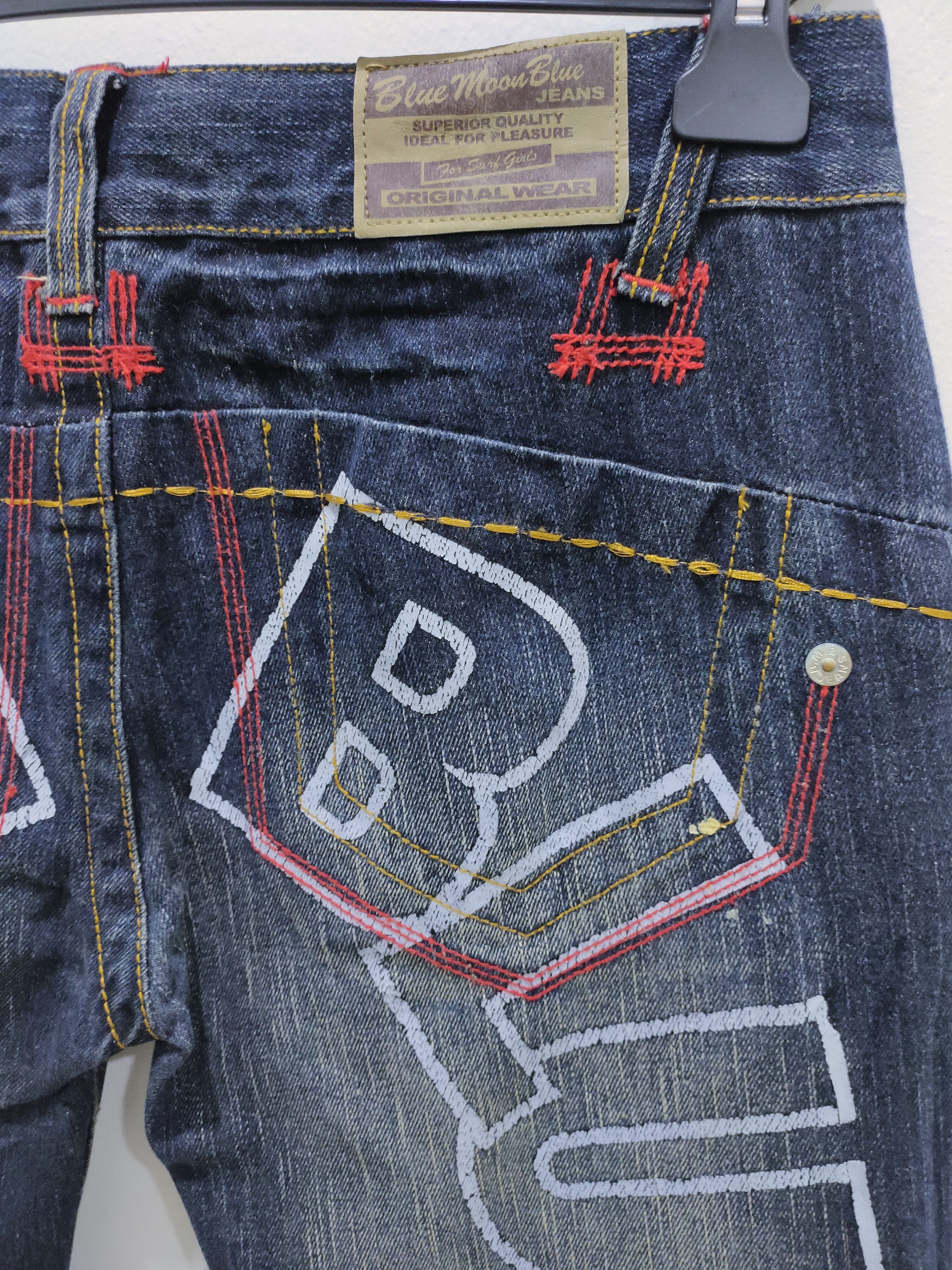 Blue Blue Japan × Two Moon BLUE MOON BLUE Handcrafted Stone Wash BigLogo Graphic Jeans Size US 32 / EU 48 - 15 Thumbnail