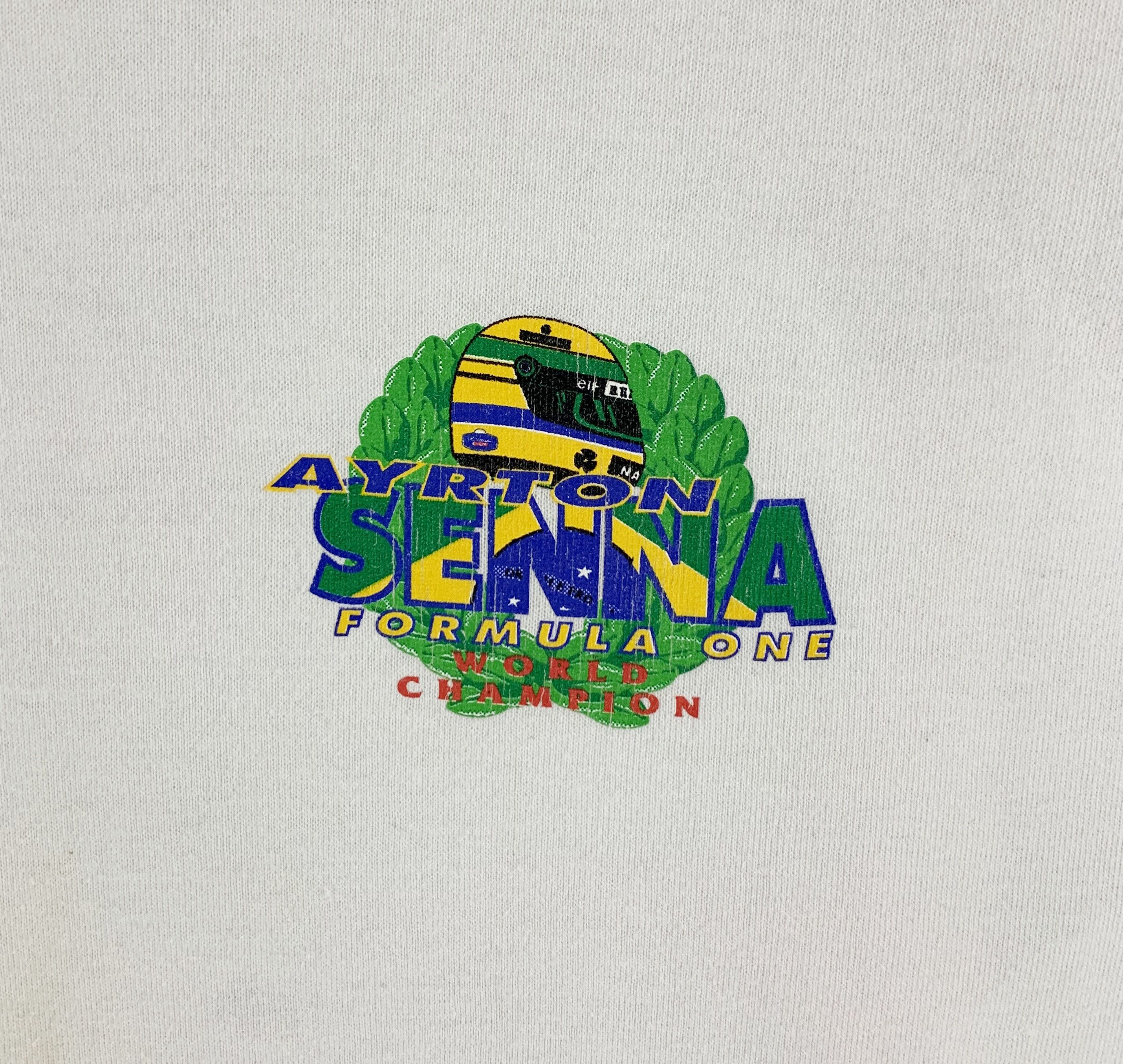 Formula 1 × Vintage Ayrton Senna Formula 1 Triple World Champion Vtg 90s Tshirt Size US L / EU 52-54 / 3 - 3 Thumbnail