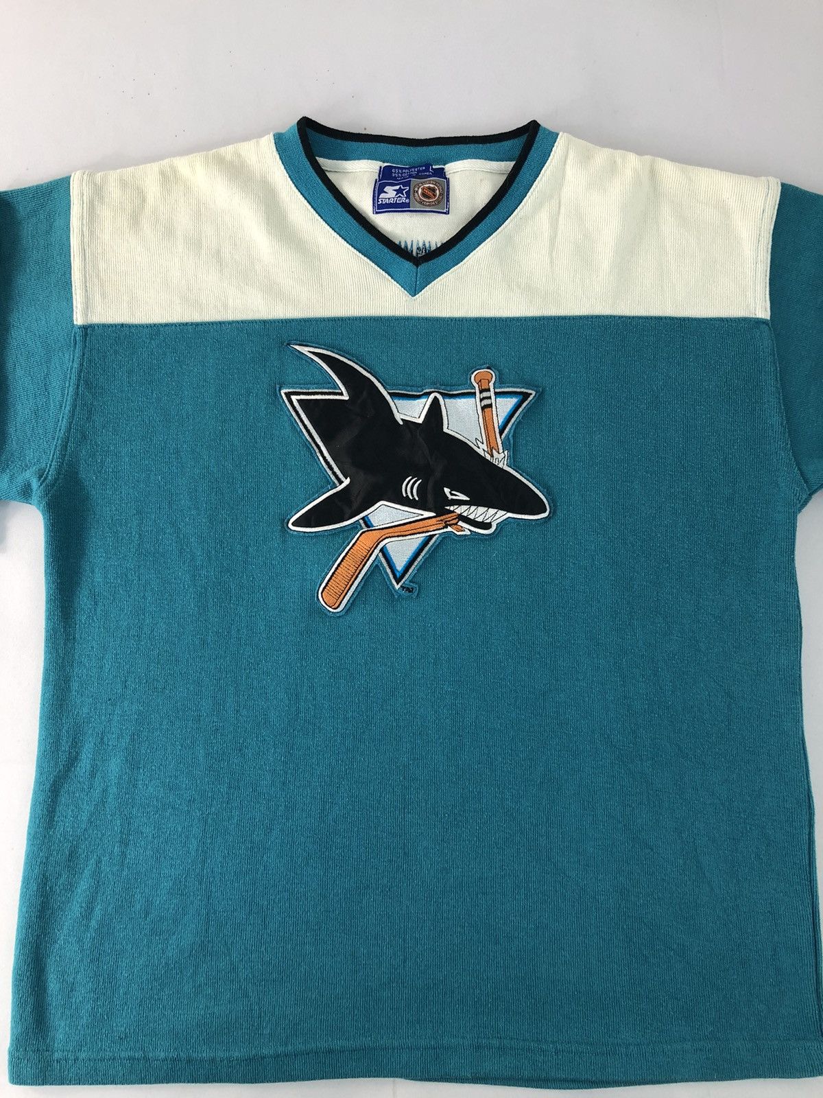 NHL × Starter 90s NHL Starter The San Jose Shark Embroidery Logo 3/4 Tees Size US XL / EU 56 / 4 - 4 Thumbnail