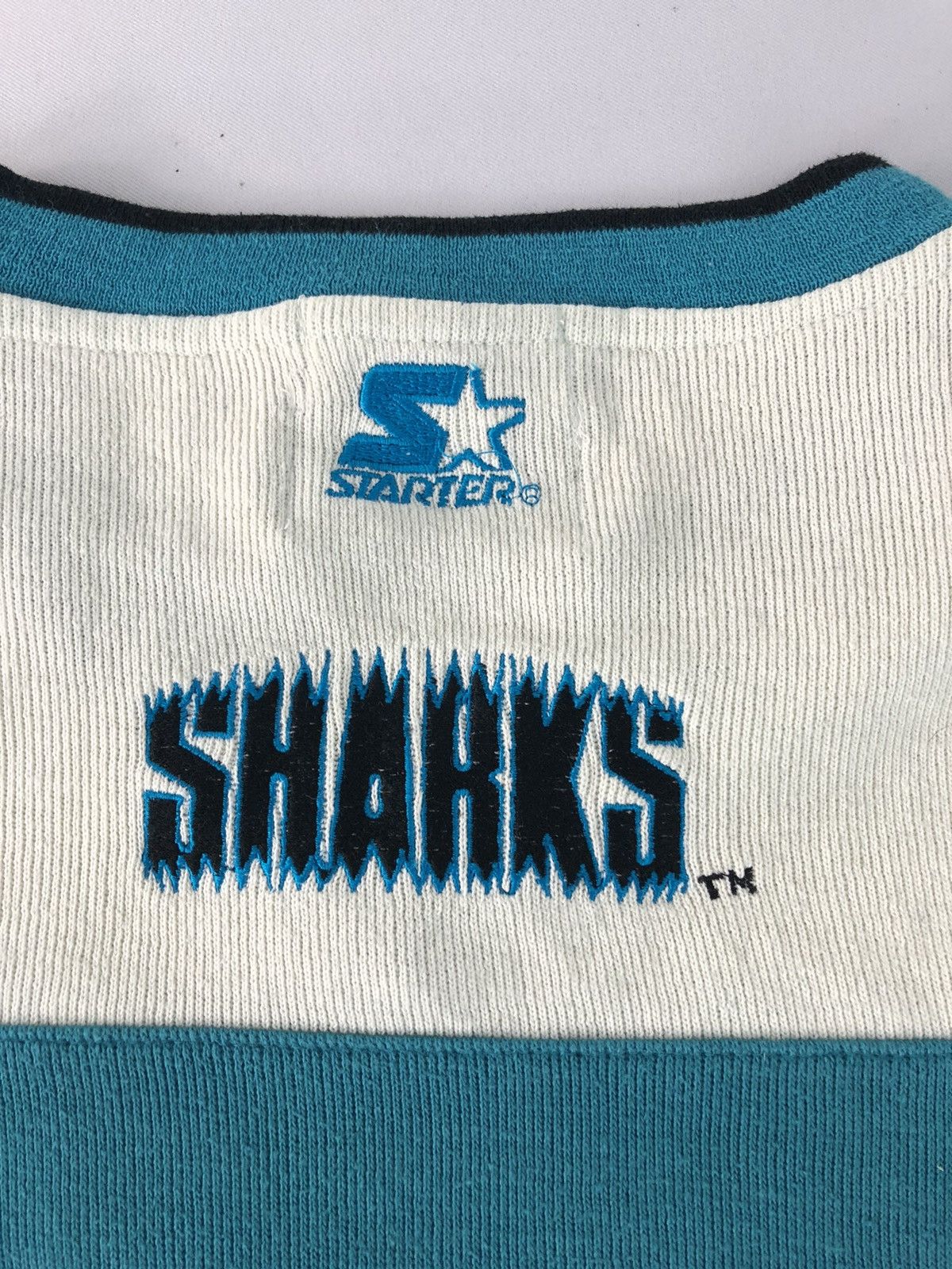 NHL × Starter 90s NHL Starter The San Jose Shark Embroidery Logo 3/4 Tees Size US XL / EU 56 / 4 - 8 Thumbnail