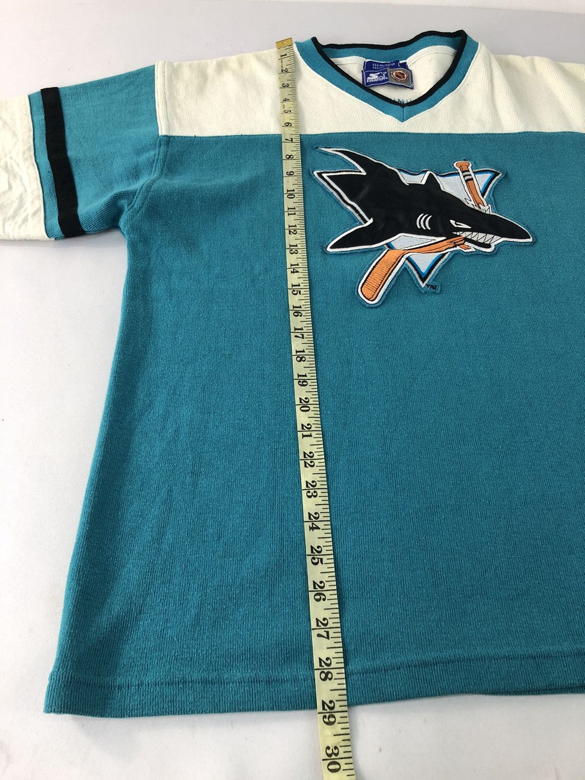 NHL × Starter 90s NHL Starter The San Jose Shark Embroidery Logo 3/4 Tees Size US XL / EU 56 / 4 - 10 Thumbnail