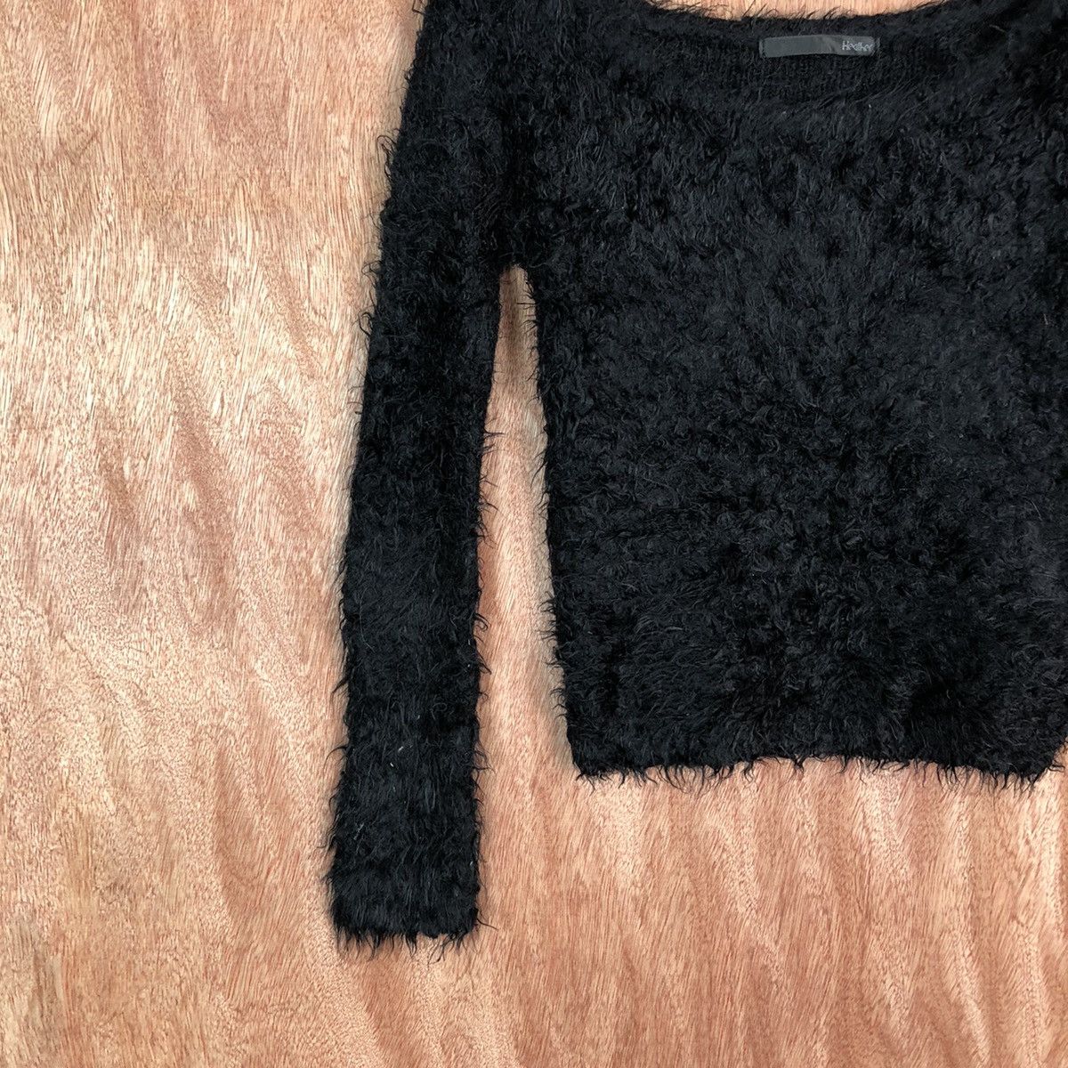 Homespun Knitwear Heather Black Shag Shaggy Fur Mohair Knitwear #6610 Size XS / US 0-2 / IT 36-38 - 2 Thumbnail