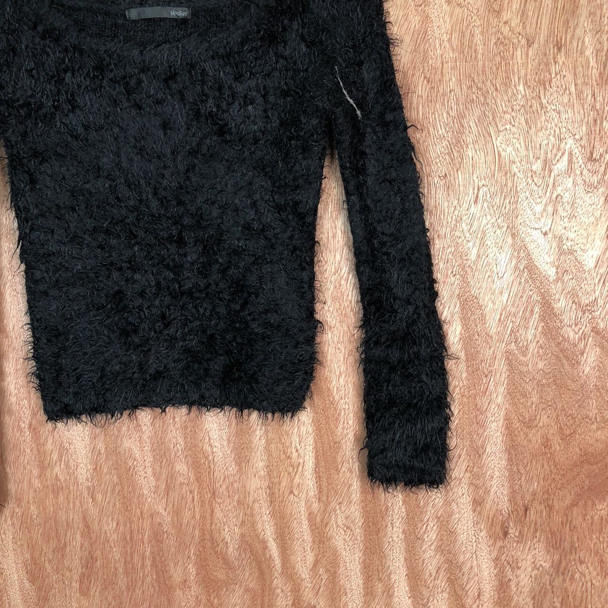 Homespun Knitwear Heather Black Shag Shaggy Fur Mohair Knitwear #6610 Size XS / US 0-2 / IT 36-38 - 3 Thumbnail