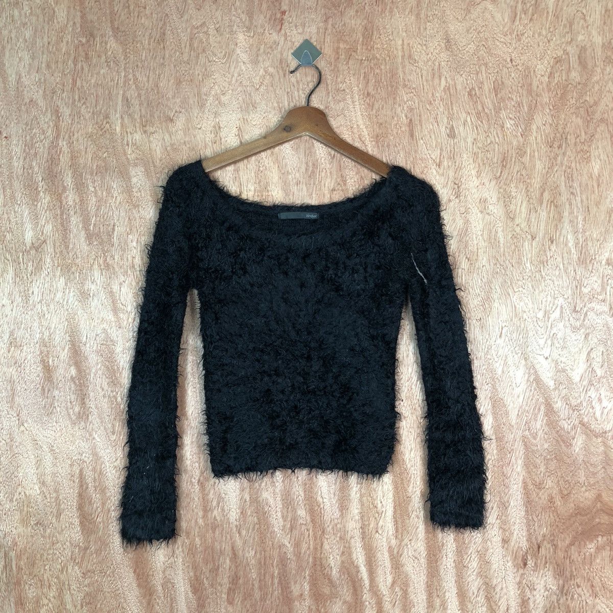 Homespun Knitwear Heather Black Shag Shaggy Fur Mohair Knitwear #6610 Size XS / US 0-2 / IT 36-38 - 1 Thumbnail