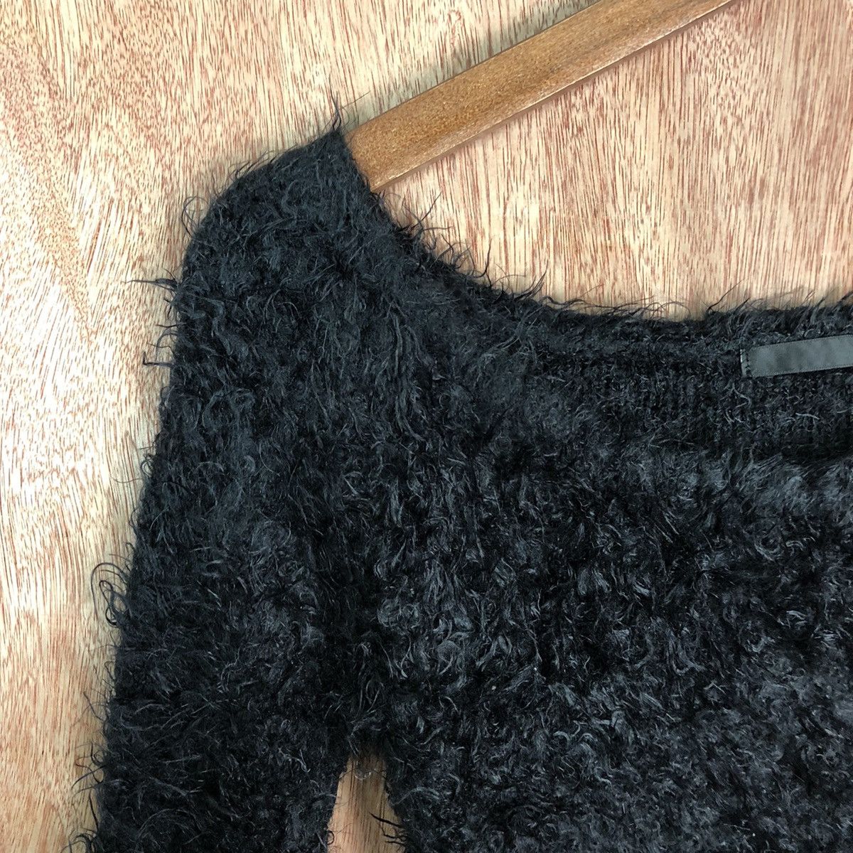 Homespun Knitwear Heather Black Shag Shaggy Fur Mohair Knitwear #6610 Size XS / US 0-2 / IT 36-38 - 6 Thumbnail