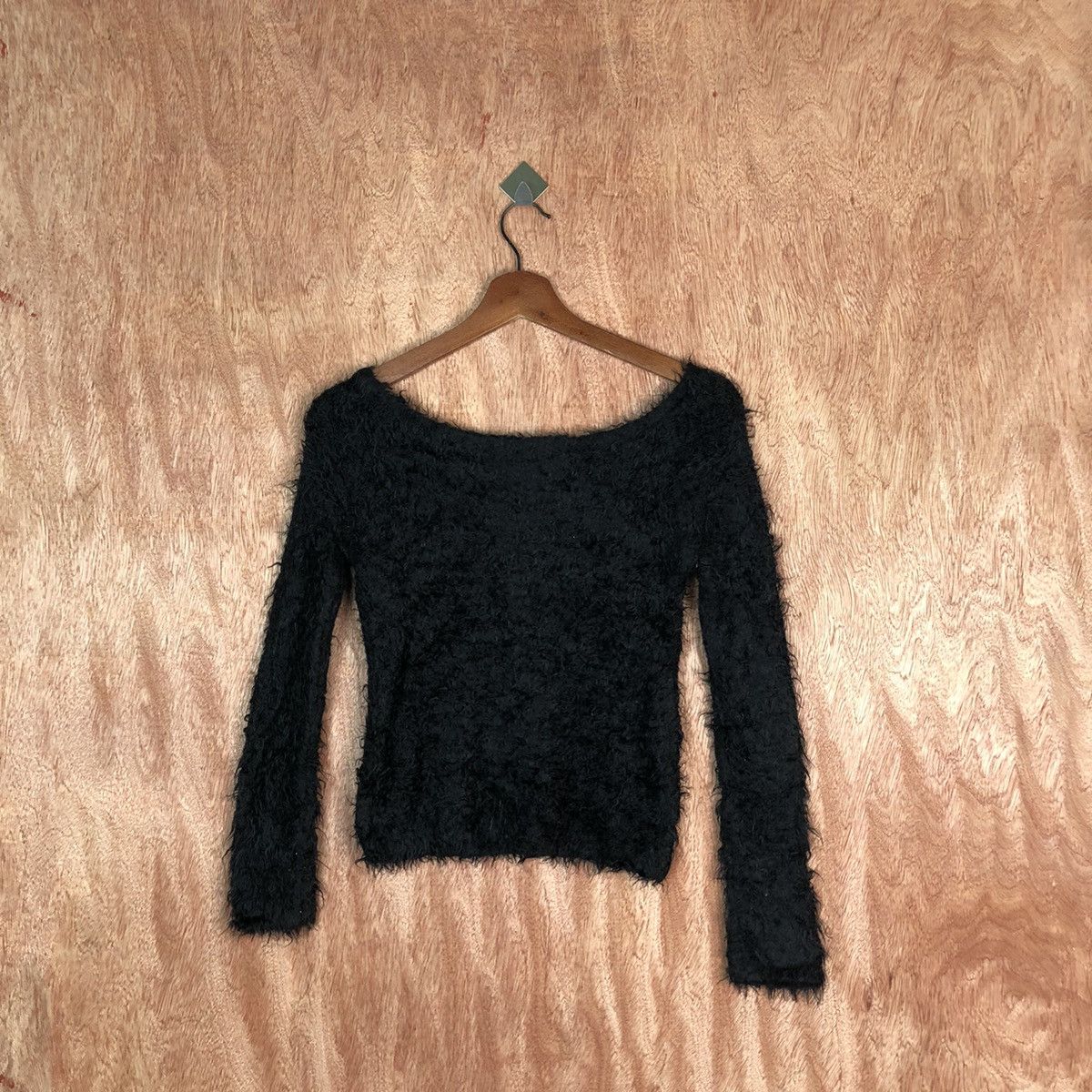 Homespun Knitwear Heather Black Shag Shaggy Fur Mohair Knitwear #6610 Size XS / US 0-2 / IT 36-38 - 7 Thumbnail