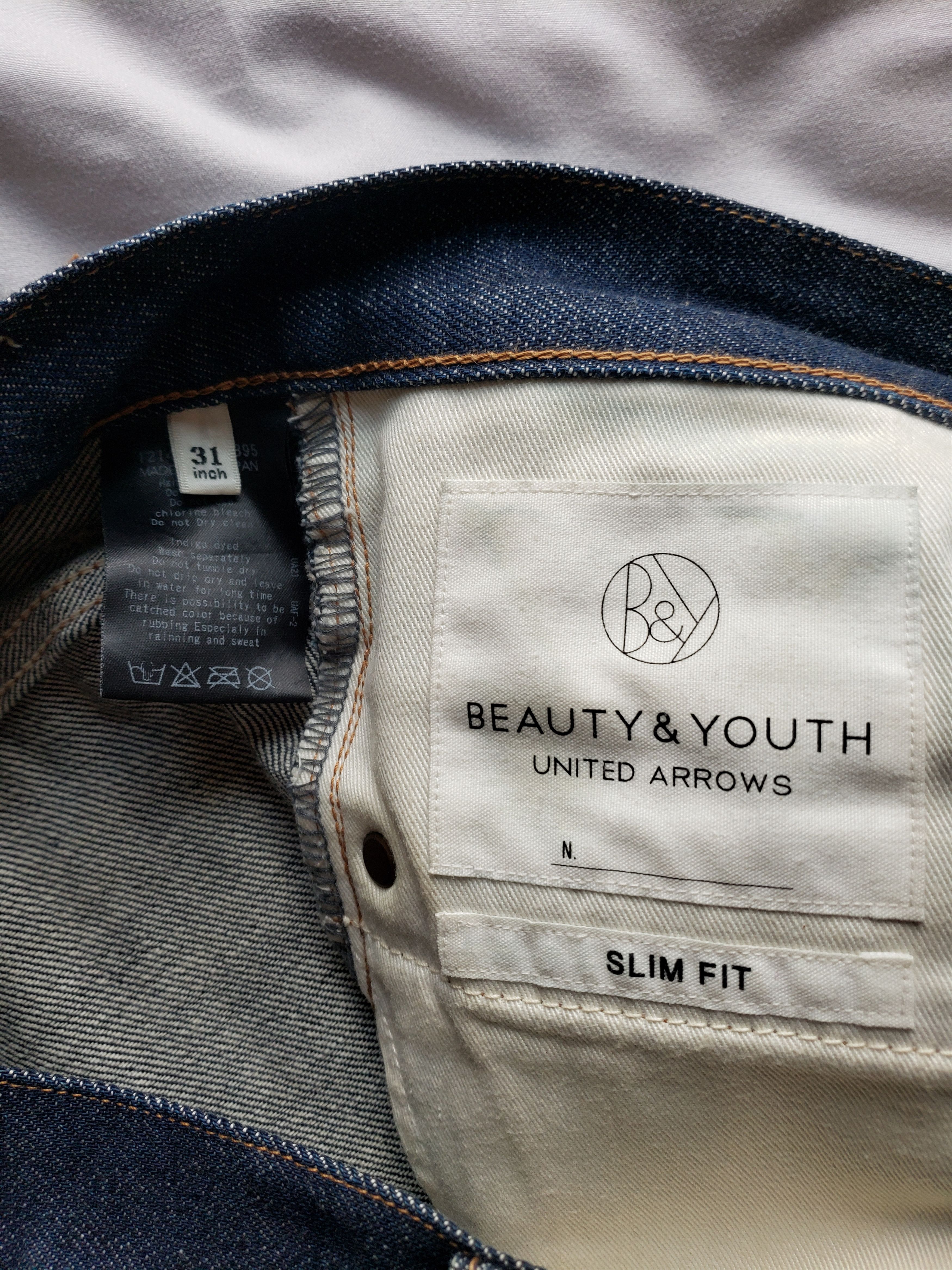 BEAUTY&YOUTH Made in Japan Raw Indigo Selvedge Denim Slim Fit Size US 31 - 2 Thumbnail