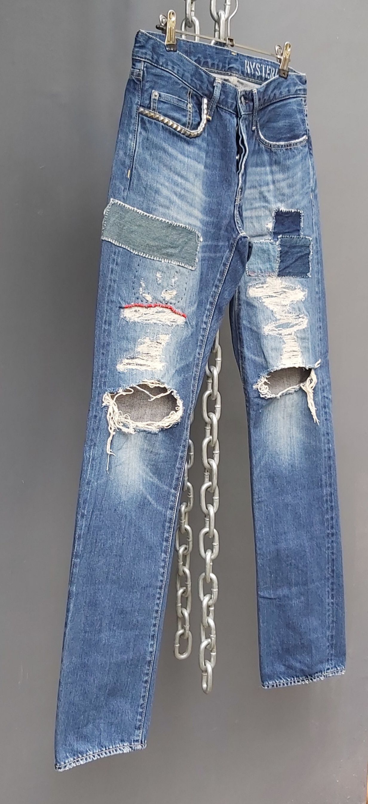 image of Hysteric Glamour Selvedge Distress/patchwork Denim in Blue Denim, Men's (Size 30)
