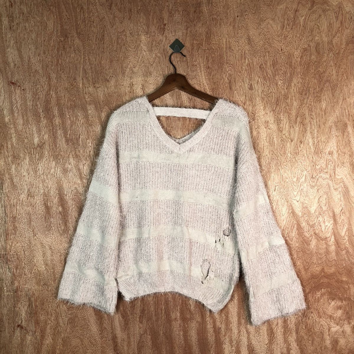 Homespun Knitwear GYE Stripe distressed Shag Shaggy Fur Mohair Knitwear #6603 Size US M / EU 48-50 / 2 - 6 Thumbnail