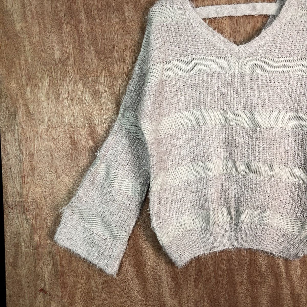 Homespun Knitwear GYE Stripe distressed Shag Shaggy Fur Mohair Knitwear #6603 Size US M / EU 48-50 / 2 - 2 Thumbnail