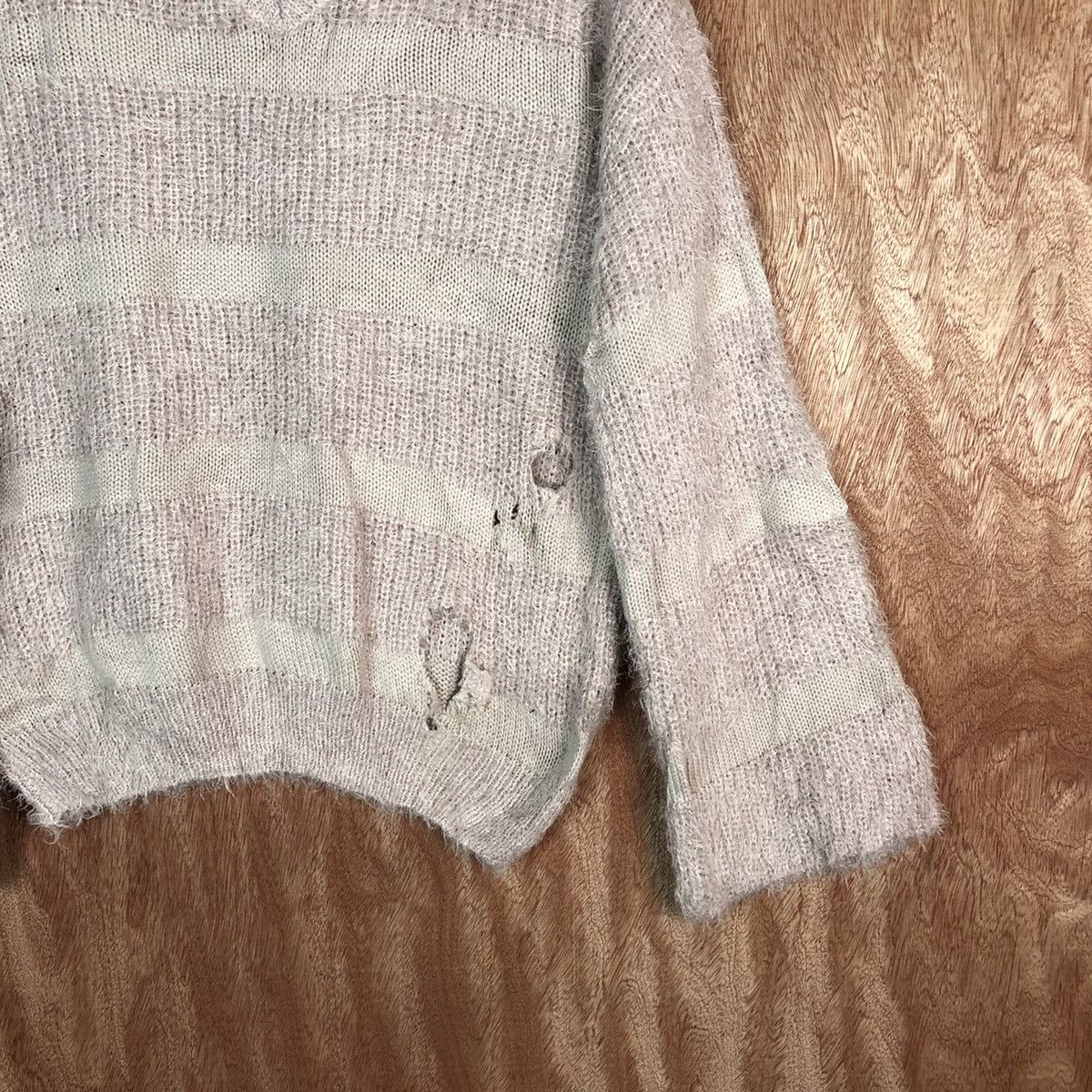 Homespun Knitwear GYE Stripe distressed Shag Shaggy Fur Mohair Knitwear #6603 Size US M / EU 48-50 / 2 - 8 Thumbnail