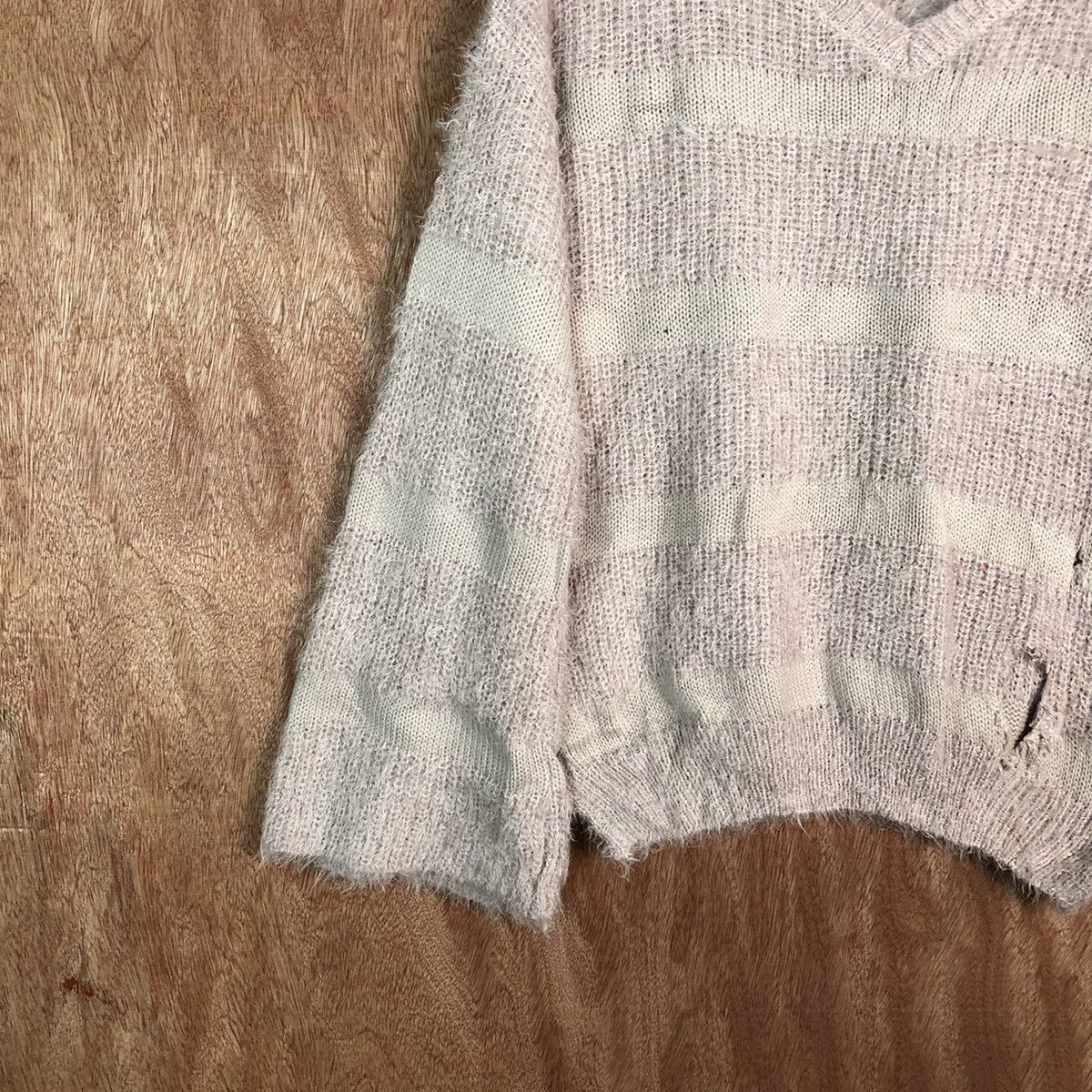 Homespun Knitwear GYE Stripe distressed Shag Shaggy Fur Mohair Knitwear #6603 Size US M / EU 48-50 / 2 - 7 Thumbnail