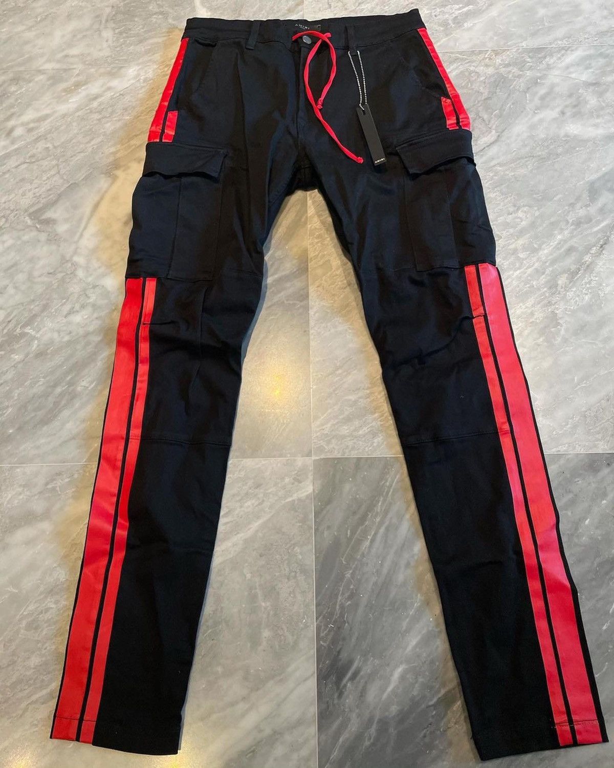 image of Amiri Black Track Cargo Jeans, Men's (Size 32)