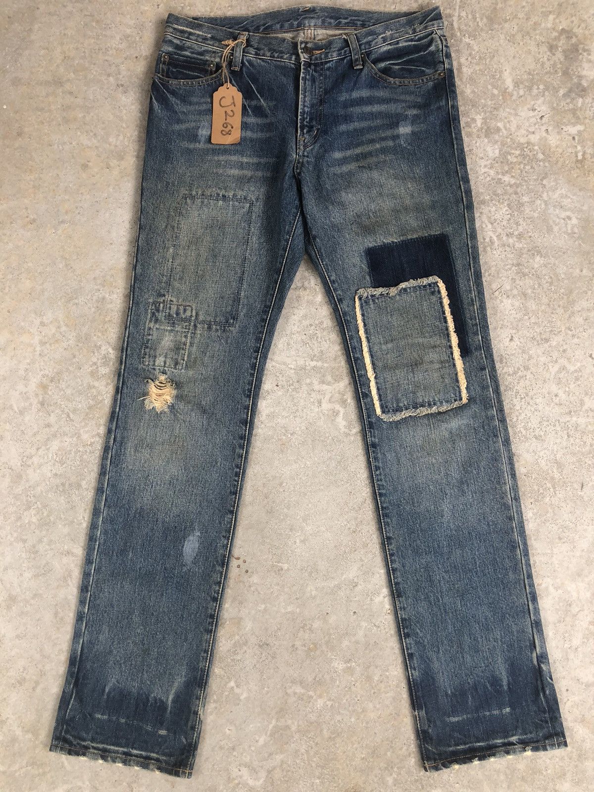 PPFM PPFM Distressed Jeans Patchwork Punk Style Size US 33 - 1 Thumbnail