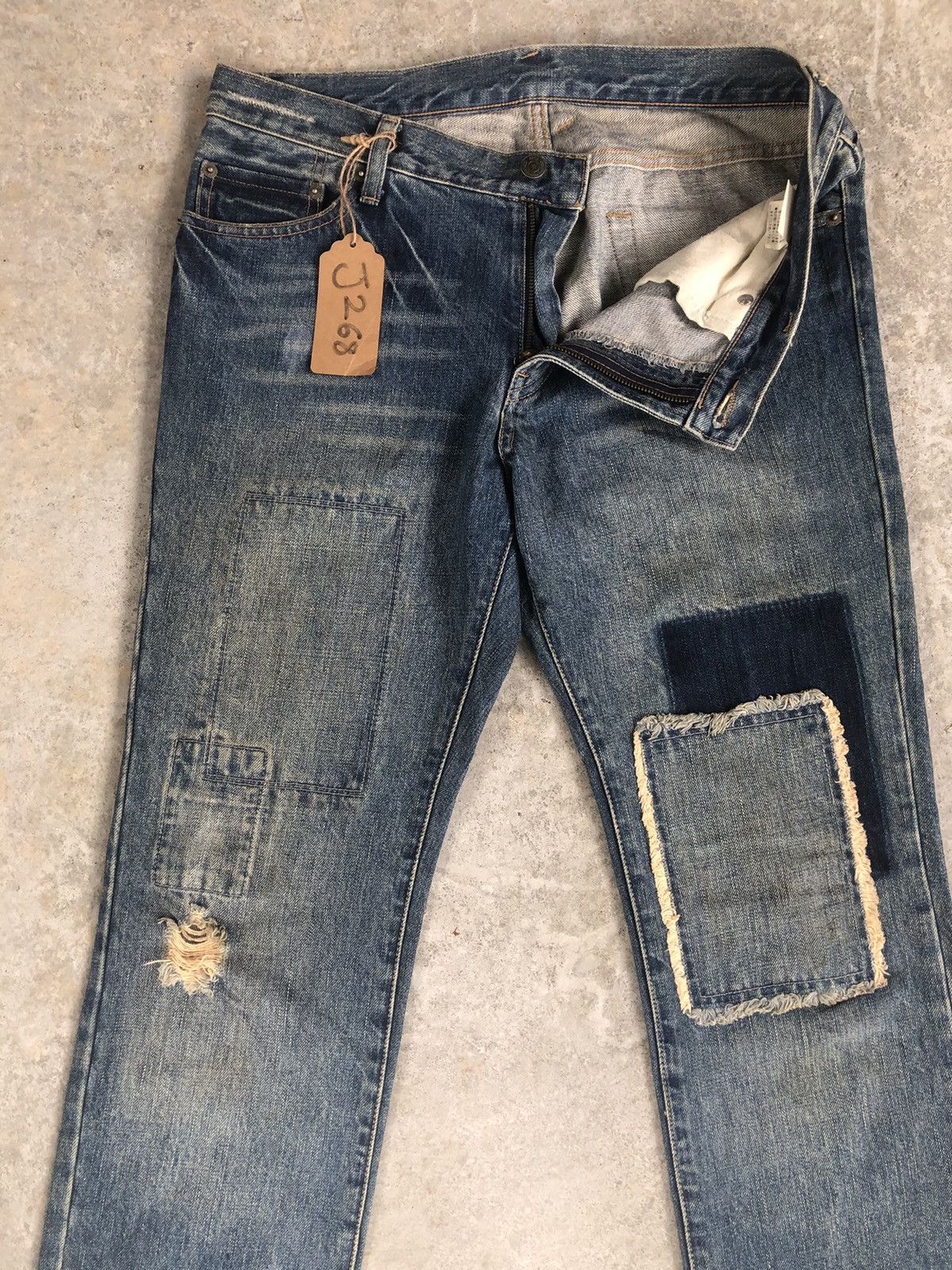 PPFM PPFM Distressed Jeans Patchwork Punk Style Size US 33 - 3 Thumbnail