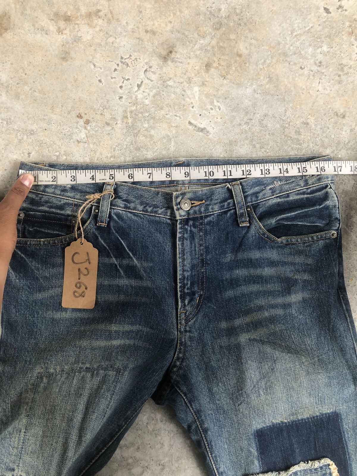 PPFM PPFM Distressed Jeans Patchwork Punk Style Size US 33 - 16 Thumbnail
