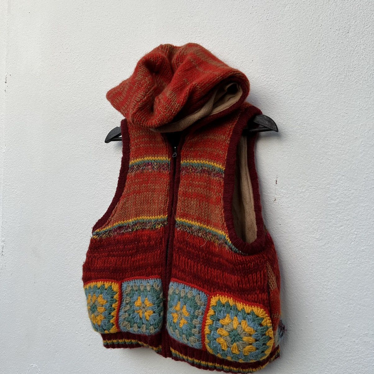 Japanese Brand RARE MIX COLOUR WOOL HOODIE VEST TITICACA JAPAN Size US S / EU 44-46 / 1 - 2 Thumbnail