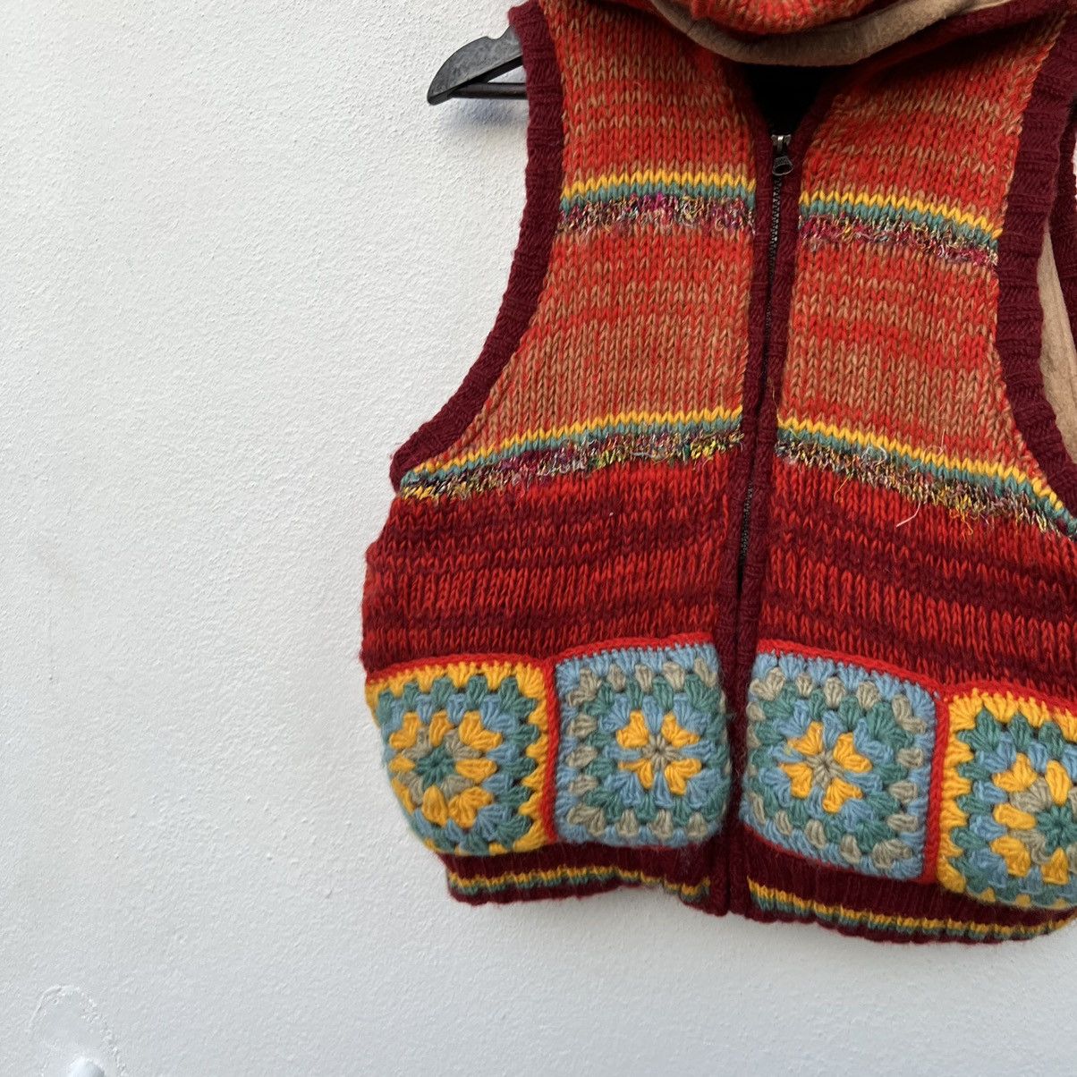 Japanese Brand RARE MIX COLOUR WOOL HOODIE VEST TITICACA JAPAN Size US S / EU 44-46 / 1 - 4 Thumbnail