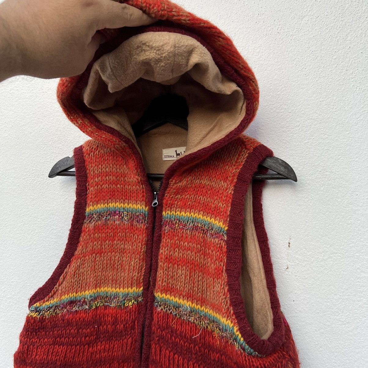 Japanese Brand RARE MIX COLOUR WOOL HOODIE VEST TITICACA JAPAN Size US S / EU 44-46 / 1 - 6 Thumbnail