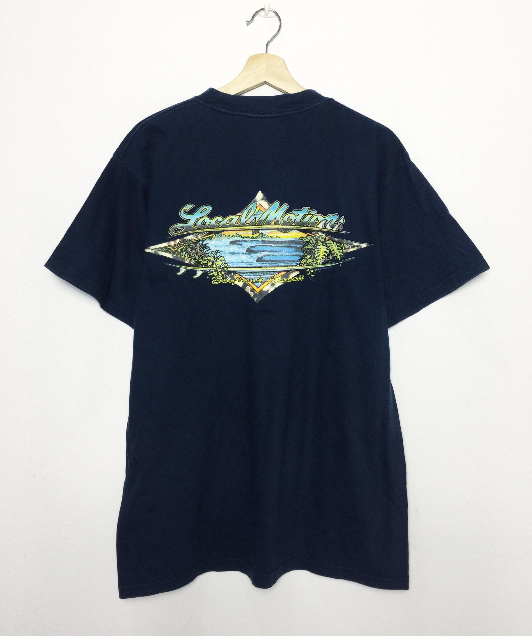 image of Hawaiian Shirt x Surf Style Vintage 90's Local Motion Hawaii Tees in Dark Blue, Men's (Size Medium)