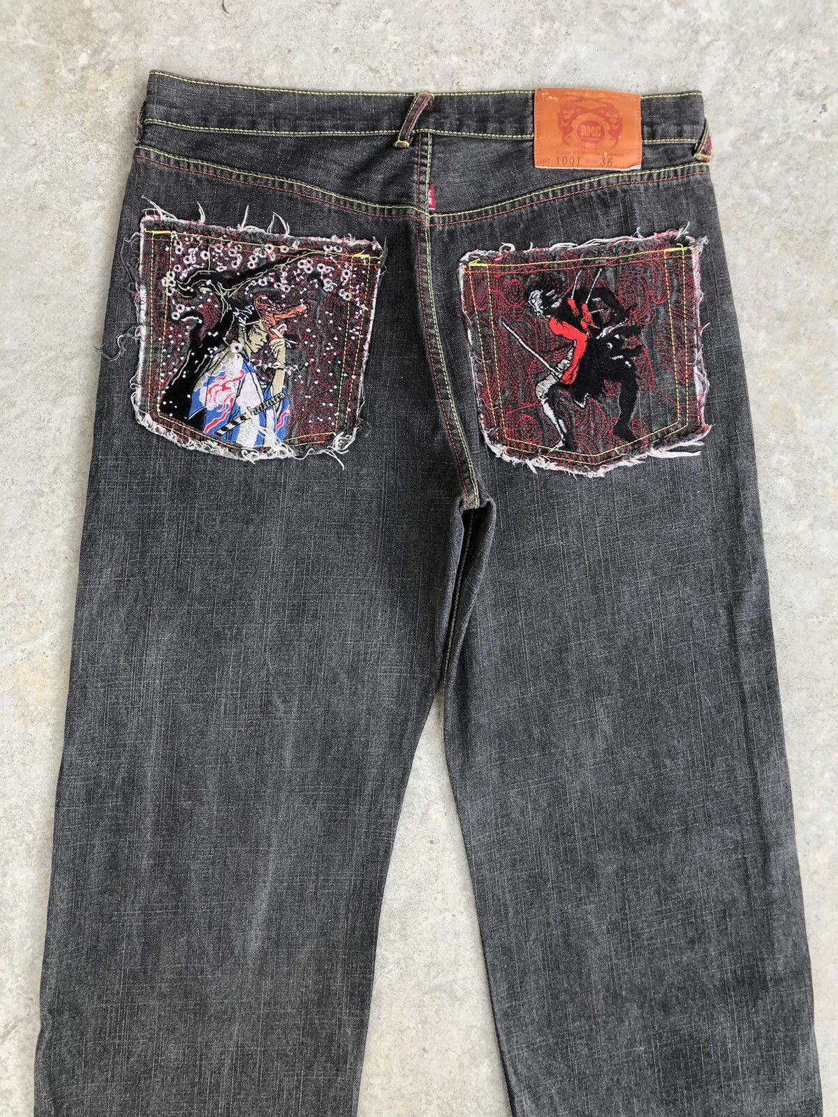 RMC Jeans Red Monkey Company Embroidered Jeans Distressed Jeans Size US 35 - 8 Thumbnail