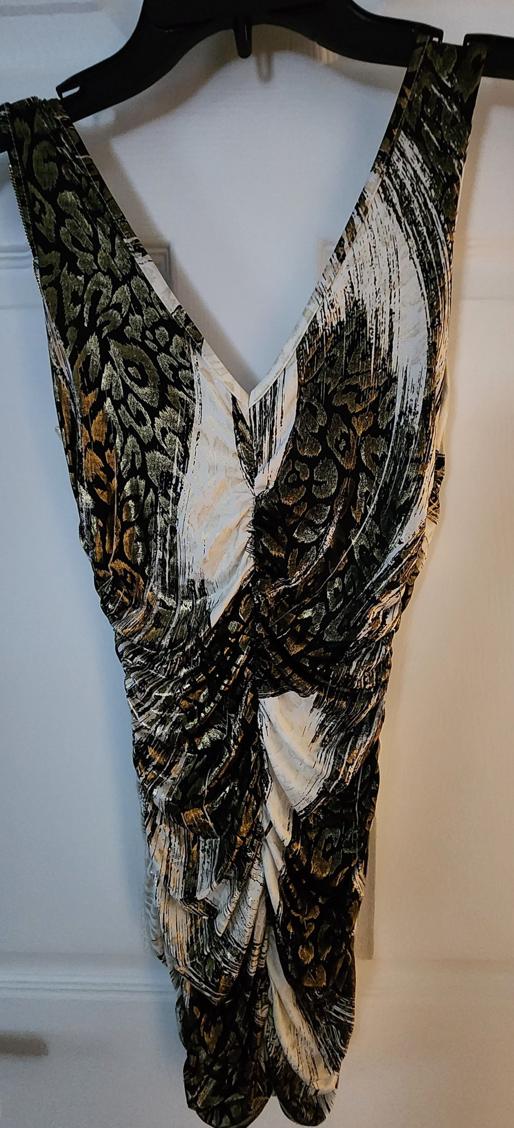 Other Symphony Double Vneck White Gold Black Rhinestone Dress XS/S Size S / US 4 / IT 40 - 2 Thumbnail