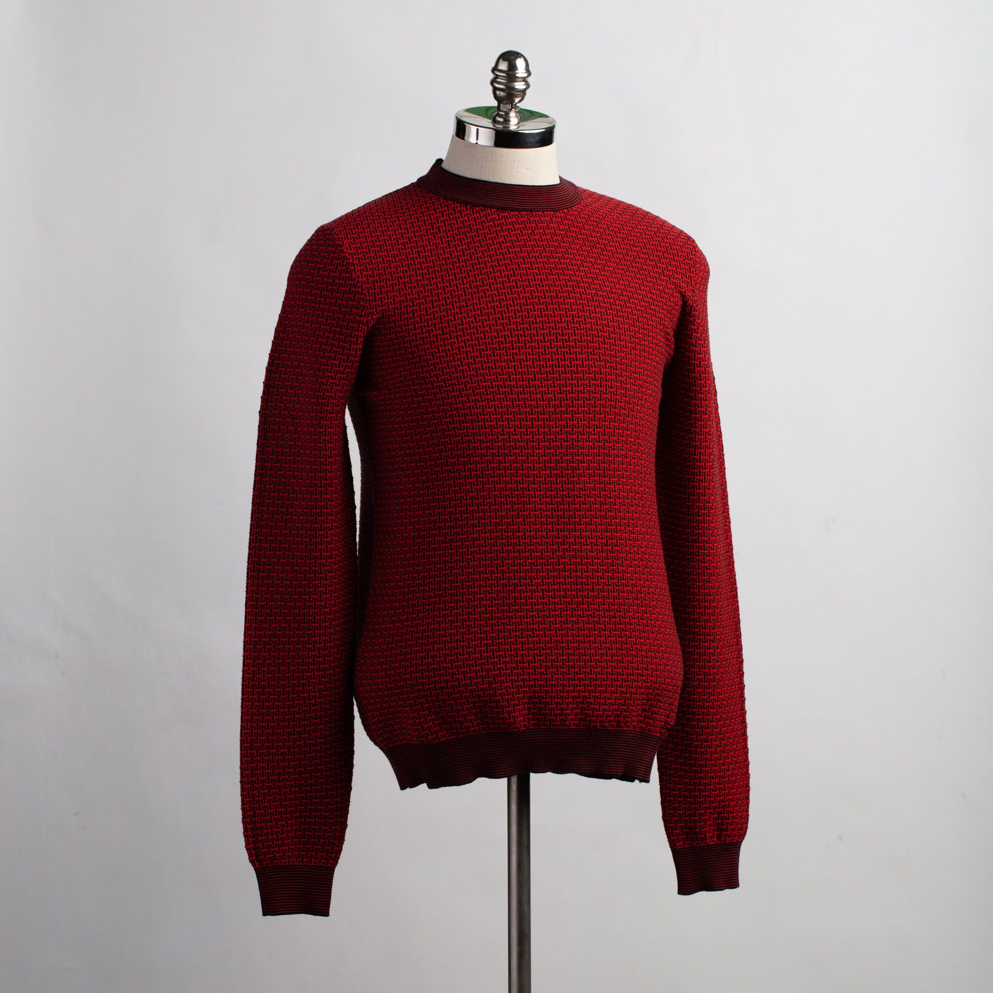 Hugo Boss NWT Cotton Crew-Neck Sweater in Two-Colored Structure Size US S / EU 44-46 / 1 - 1 Thumbnail