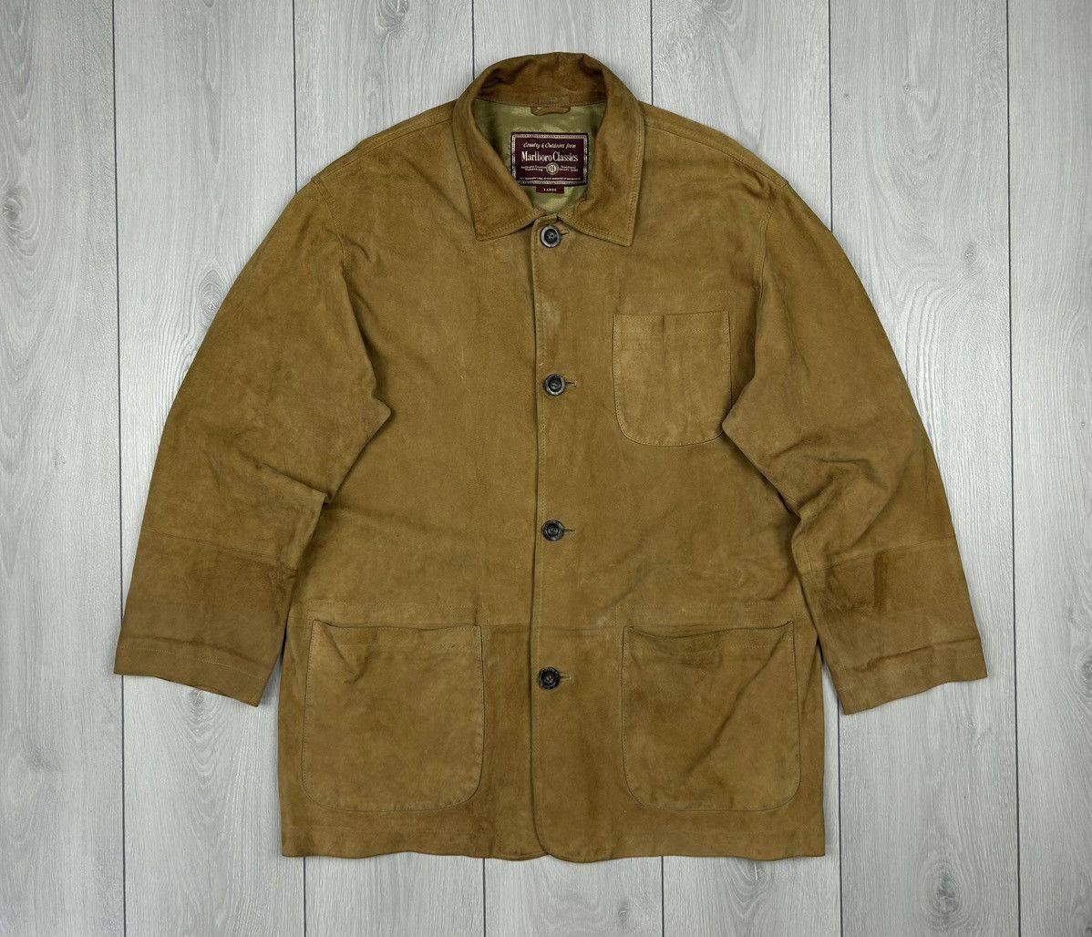 image of Leather Jacket x Marlboro Vintage Suede Jacket Size L in Brown, Men's